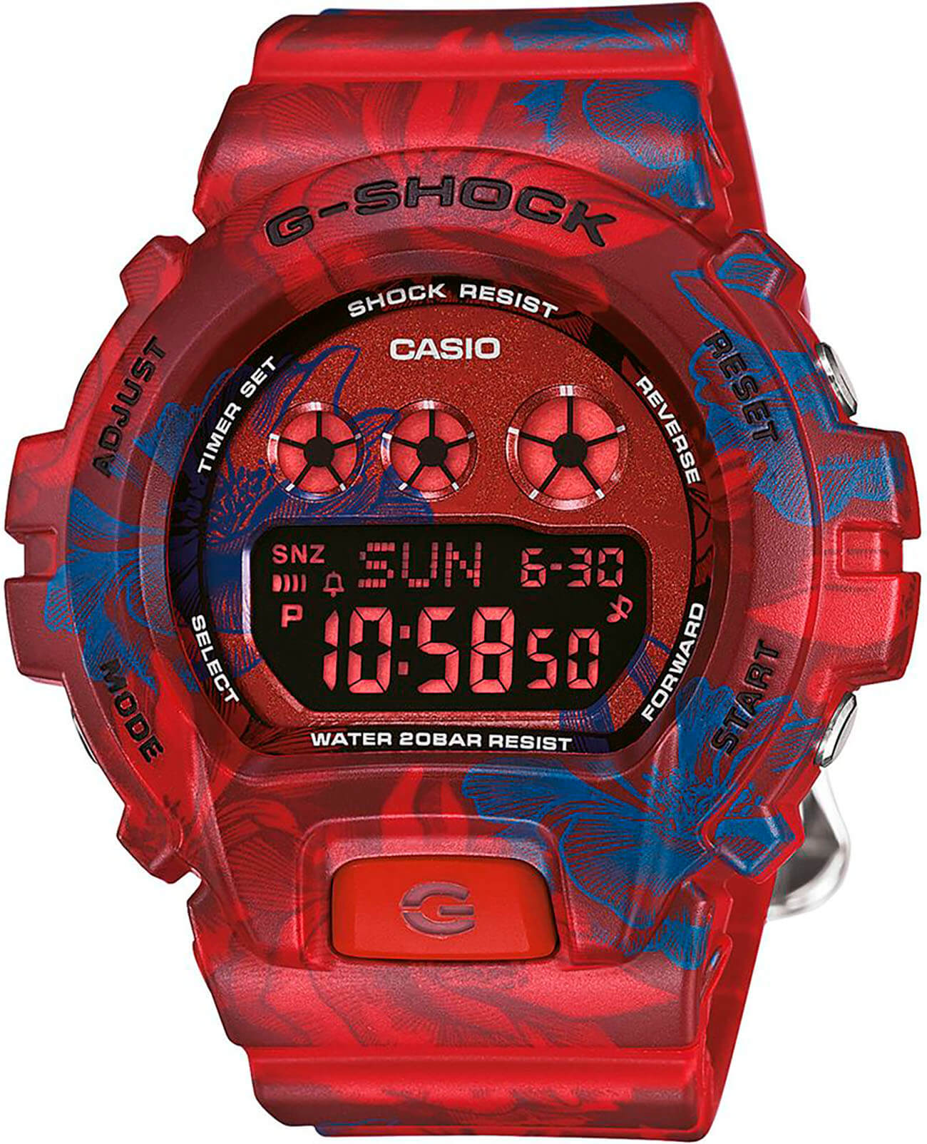 Casio Casio G-Shock GMD-S6900F-4  GMD-S6900F-4E электронные мужские часы черный циферблат, браслет пластик — вид спереди