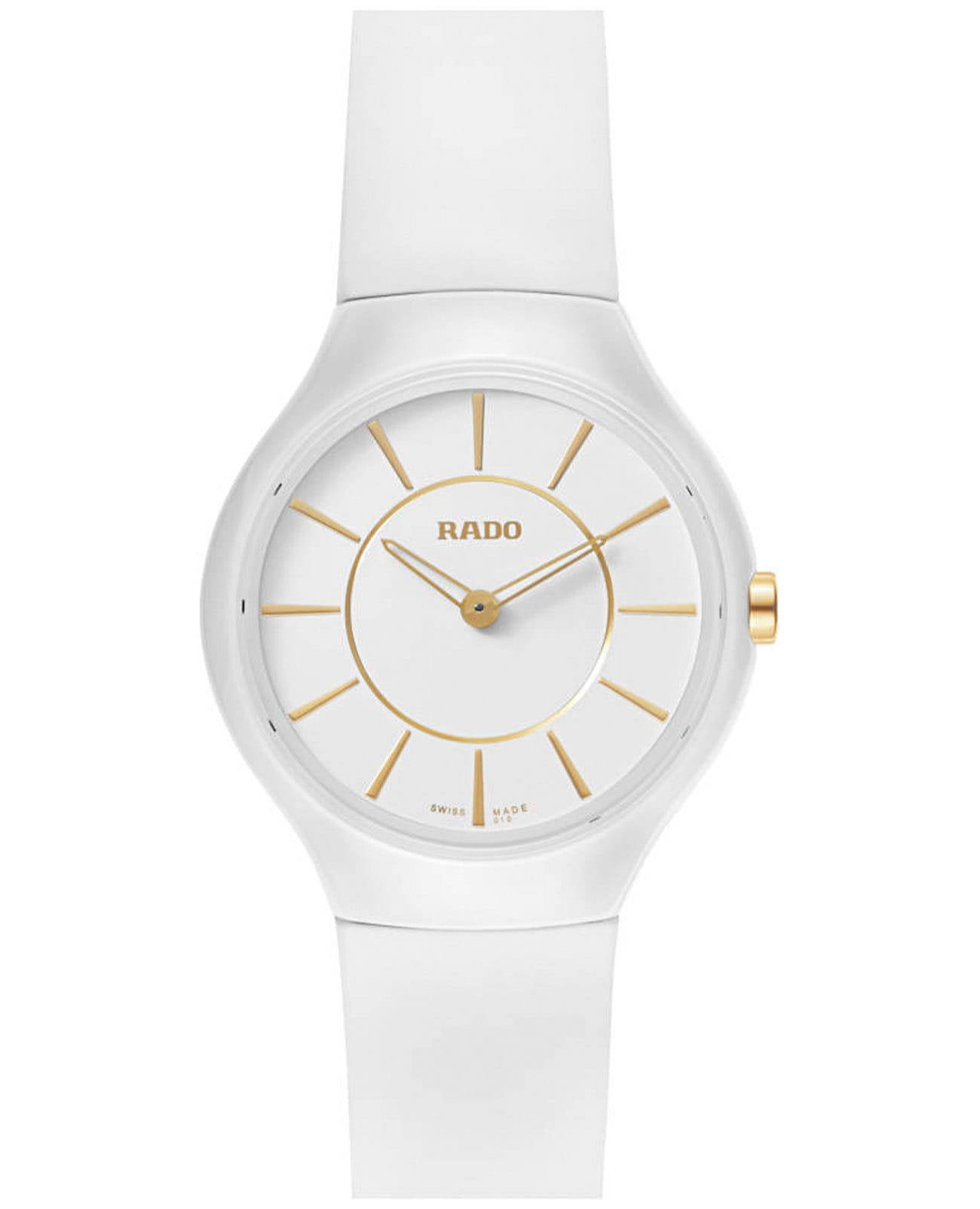 Rado Rado True Thinline R27958109  R27958109 кварцевые женские часы белый циферблат, браслет каучук — вид спереди