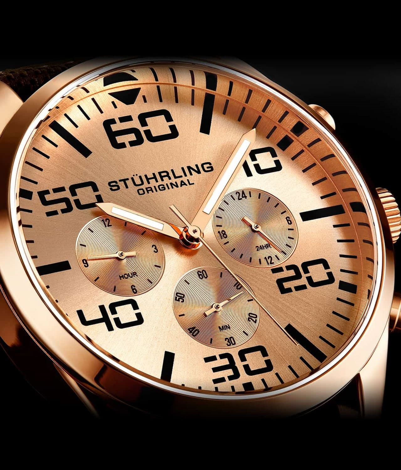 Stuhrling Stuhrling Aviator 4001.5,  сша мужские часы на браслете тканевый боковой вид