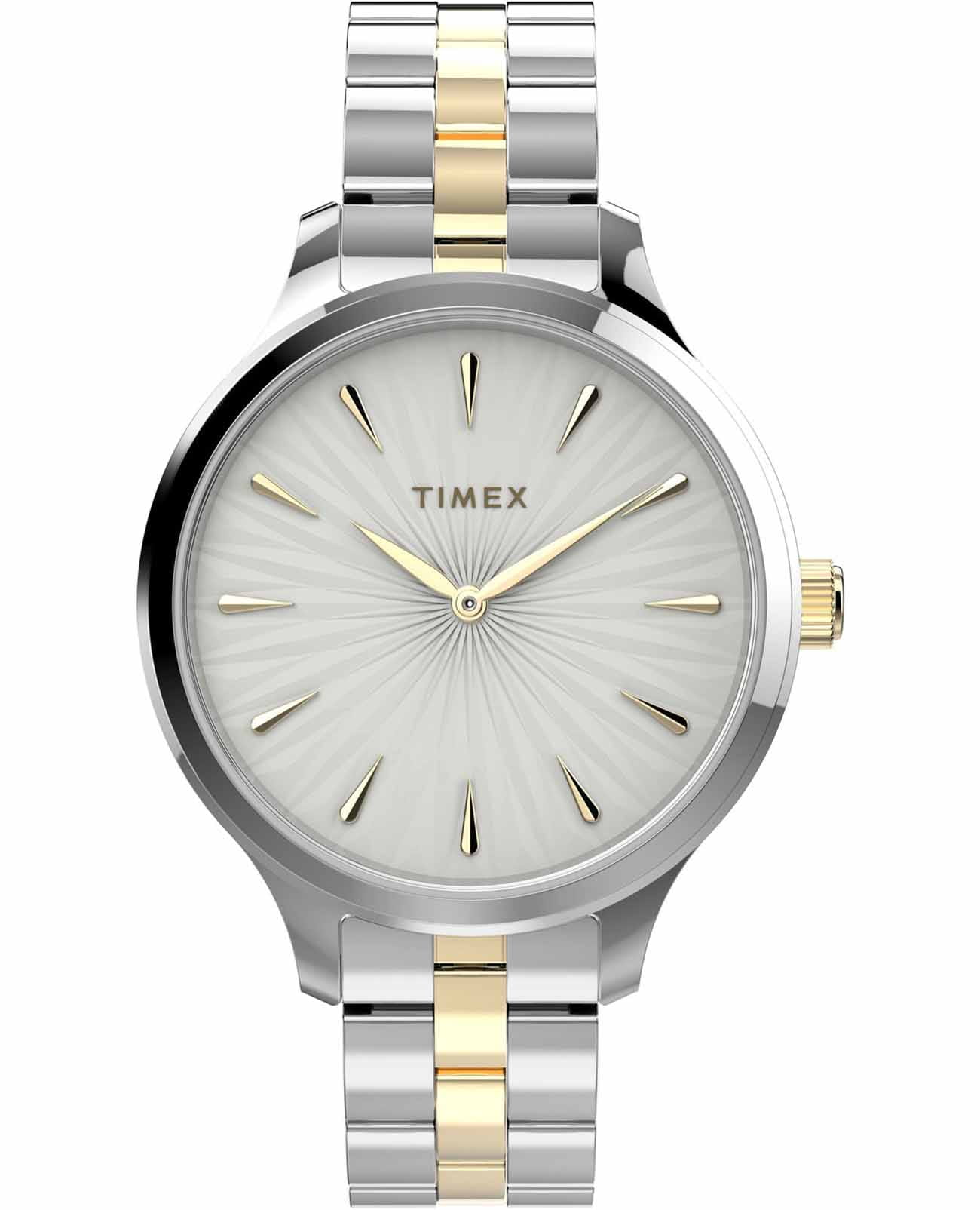 Timex Timex Peyton TW2V06500  TW2V06500 кварцевые женские часы белый циферблат, браслет нержавеющая сталь с pvd-покрытием — вид спереди