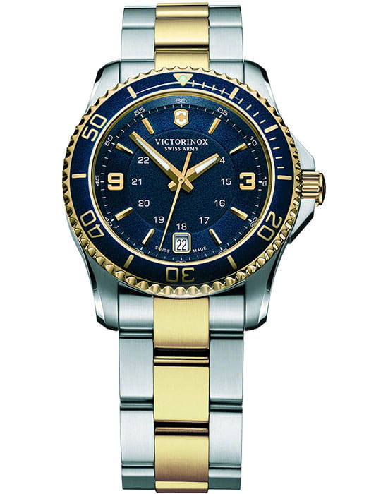 Victorinox Victorinox 241790  241790 кварцевые женские часы синий циферблат, браслет сталь c pvd покрытием — вид спереди