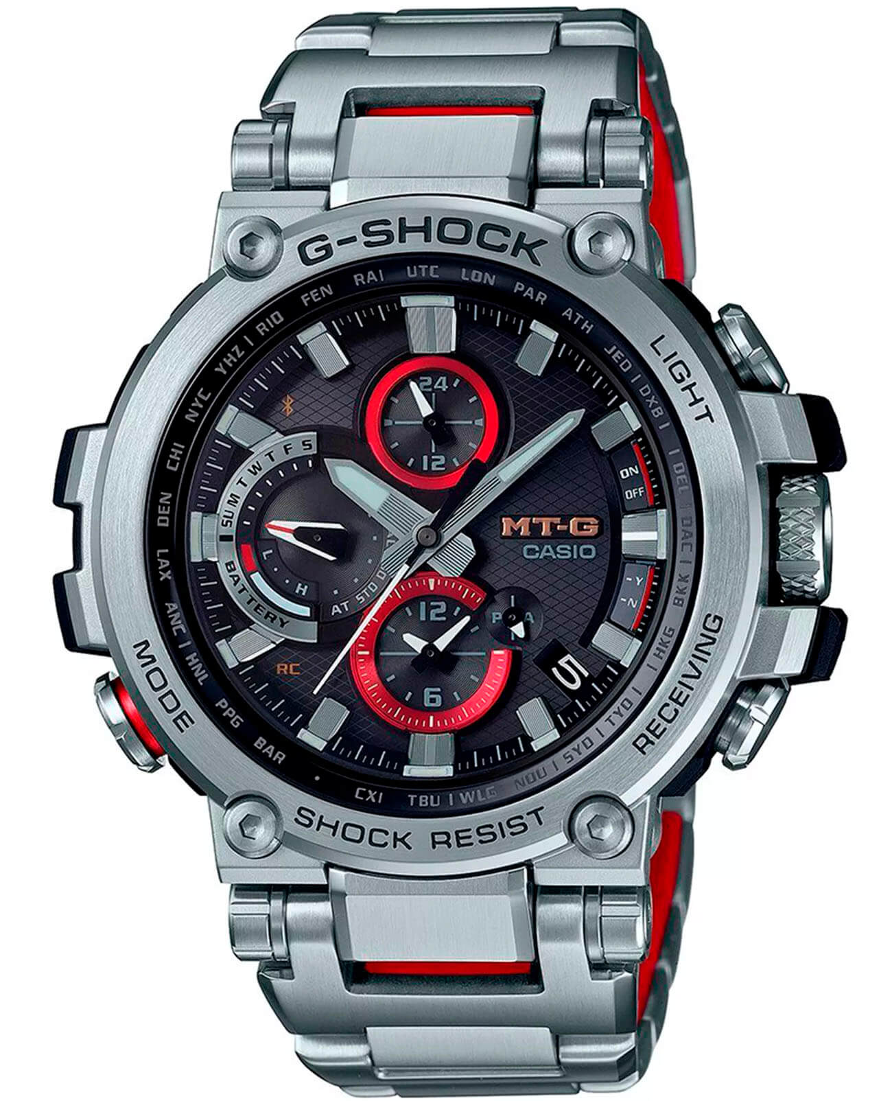 Casio Casio G-Shock Premium MTG-B1000D-1A MTG MTG-B1000D-1AER электронные мужские часы черный циферблат, браслет сталь + полимер — вид спереди