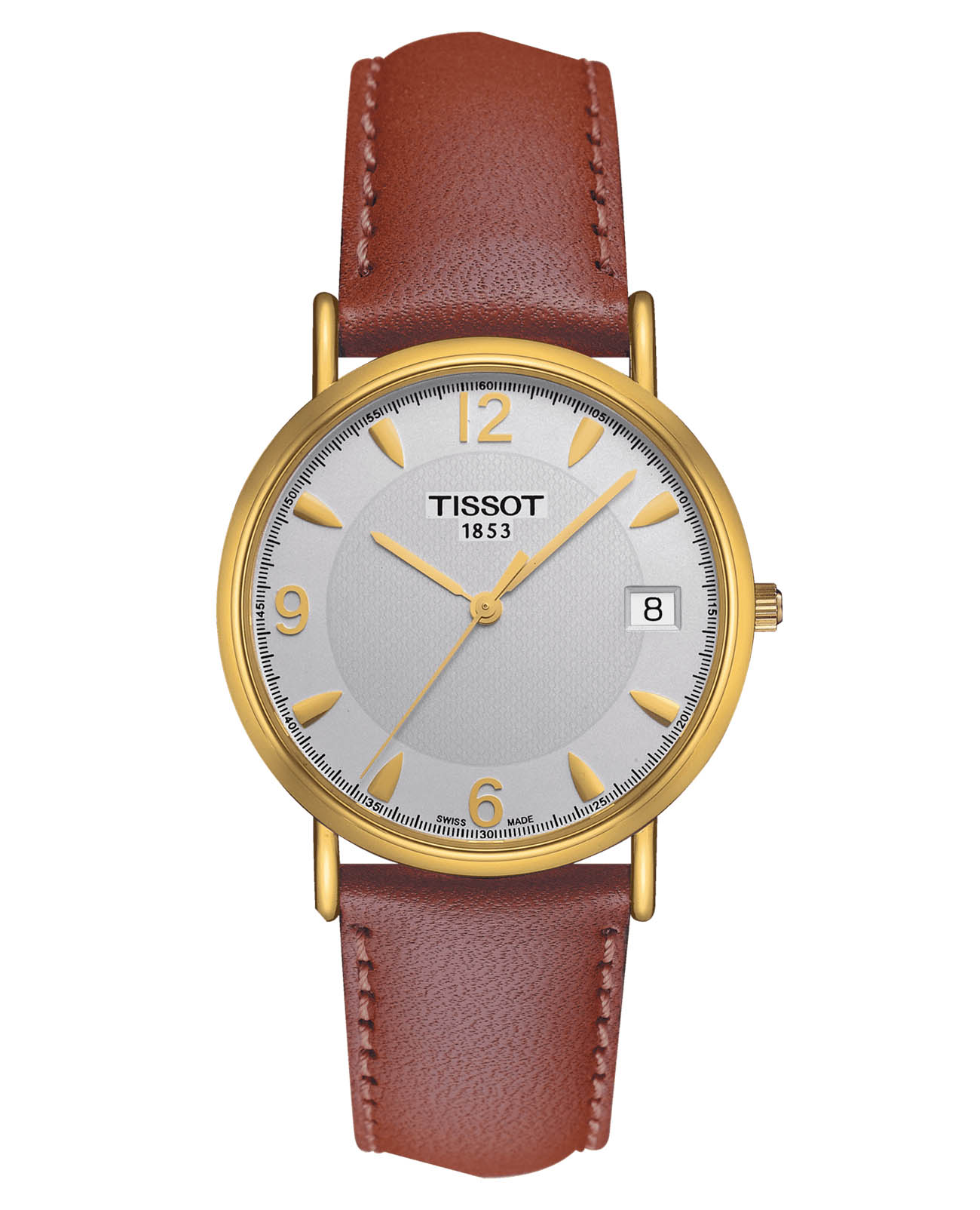 Tissot Tissot Oroville T71.3.425.34  T71342534 кварцевые мужские часы серебристый циферблат, браслет кожаный — вид спереди