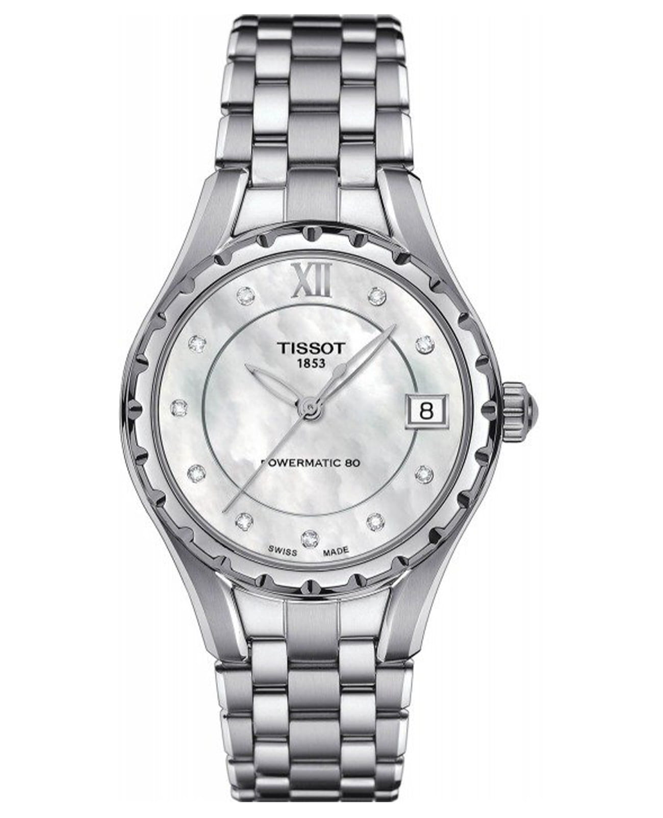 Tissot Tissot T-Lady T072.207.11.116.00 T My Lady T0722071111600 механические женские часы перламутровый циферблат, браслет нержавеющая сталь — вид спереди