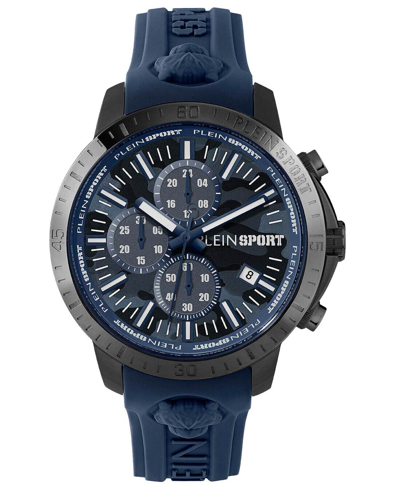 Plein Sport Plein Sport PSCBA0423  PSCBA0423 кварцевые мужские часы синий циферблат, браслет силикон — вид спереди