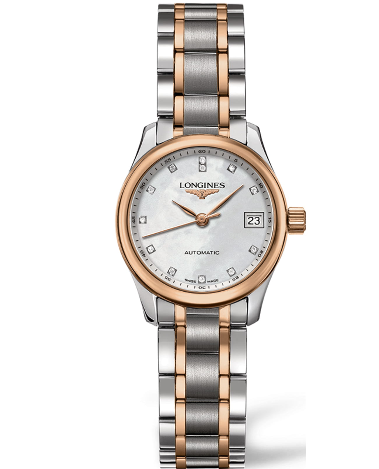 Longines Longines Master Collection L2.128.5.89.7  L21285897 механические женские часы серебристый циферблат, браслет нержавеющая сталь — вид спереди