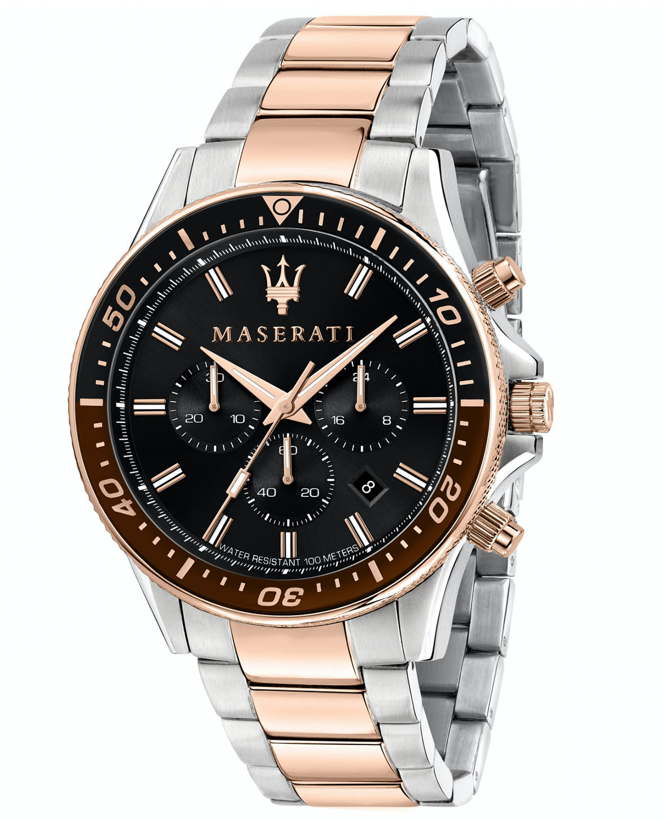 Maserati Maserati Sfida Chrono R8873640009  R8873640009 кварцевые мужские часы черный циферблат, браслет нержавеющая сталь — вид спереди