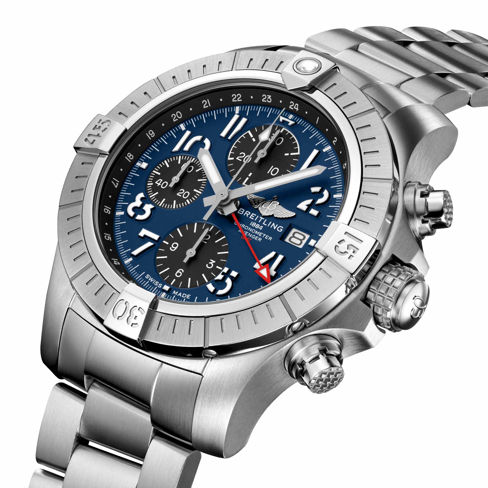 Breitling Breitling Avenger Chronograph GMT 45 A24315101C1A1 , наручные мужские часы фото под углом