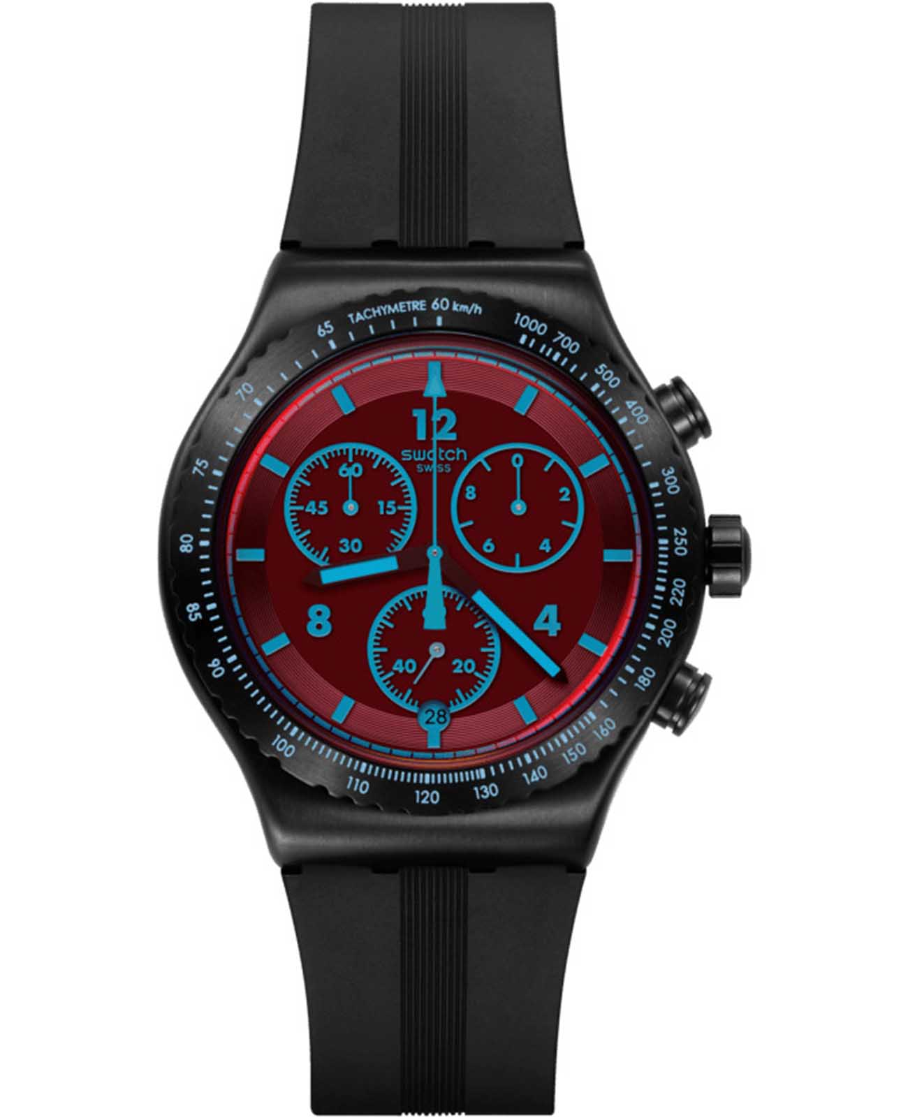 Swatch Swatch I New Chrono YVB417  YVB417 кварцевые мужские часы черный циферблат, браслет резина — вид спереди