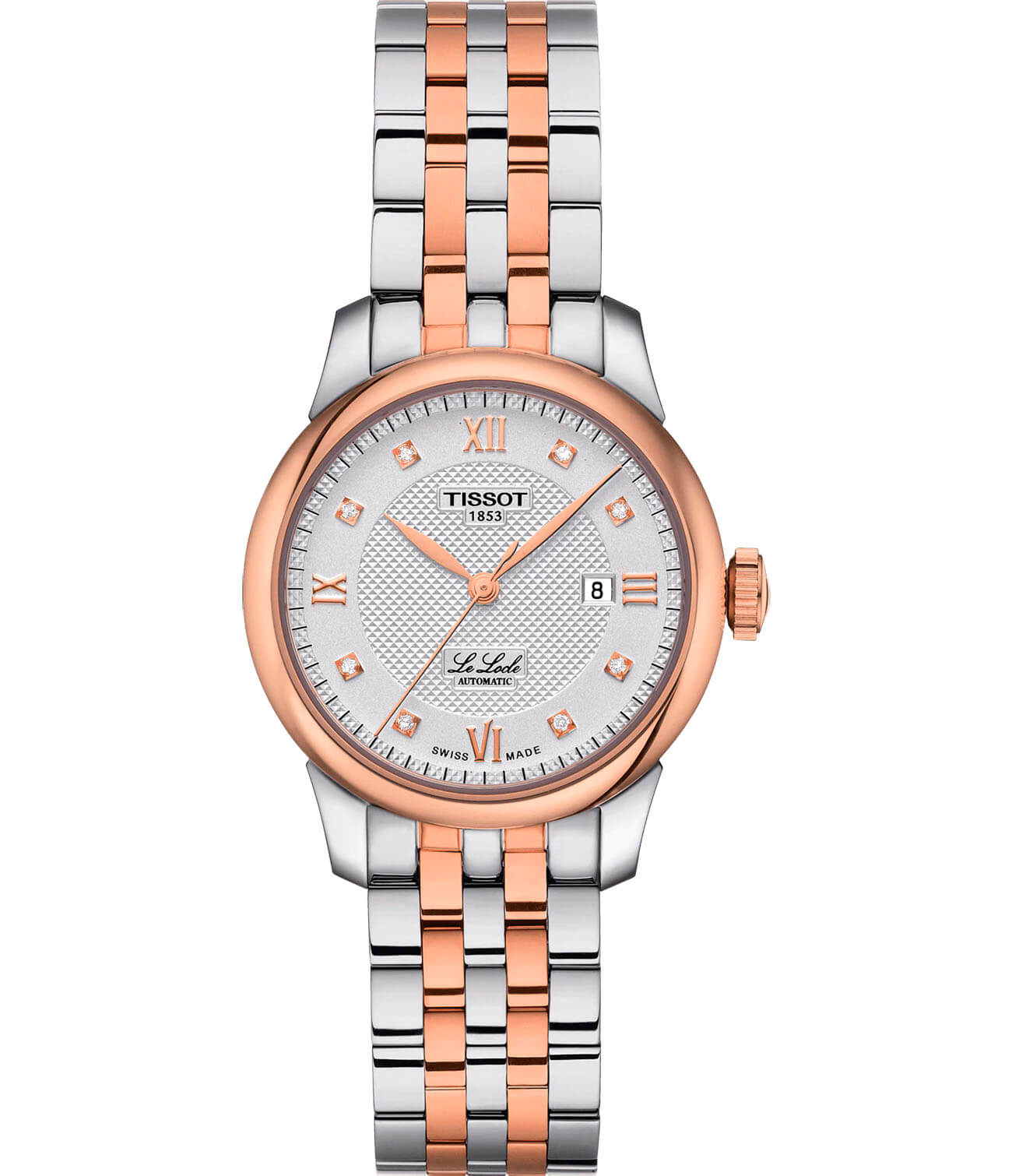 Tissot Tissot T-Classic Le Locle T006.207.22.036.00 Le Locle Automatic T0062072203600 механические женские часы серебристый циферблат, браслет сталь c pvd покрытием — вид спереди