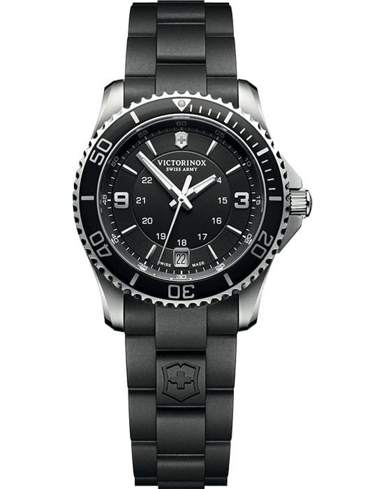 Victorinox Victorinox 241702  241702 кварцевые женские часы черный циферблат, браслет каучук — вид спереди