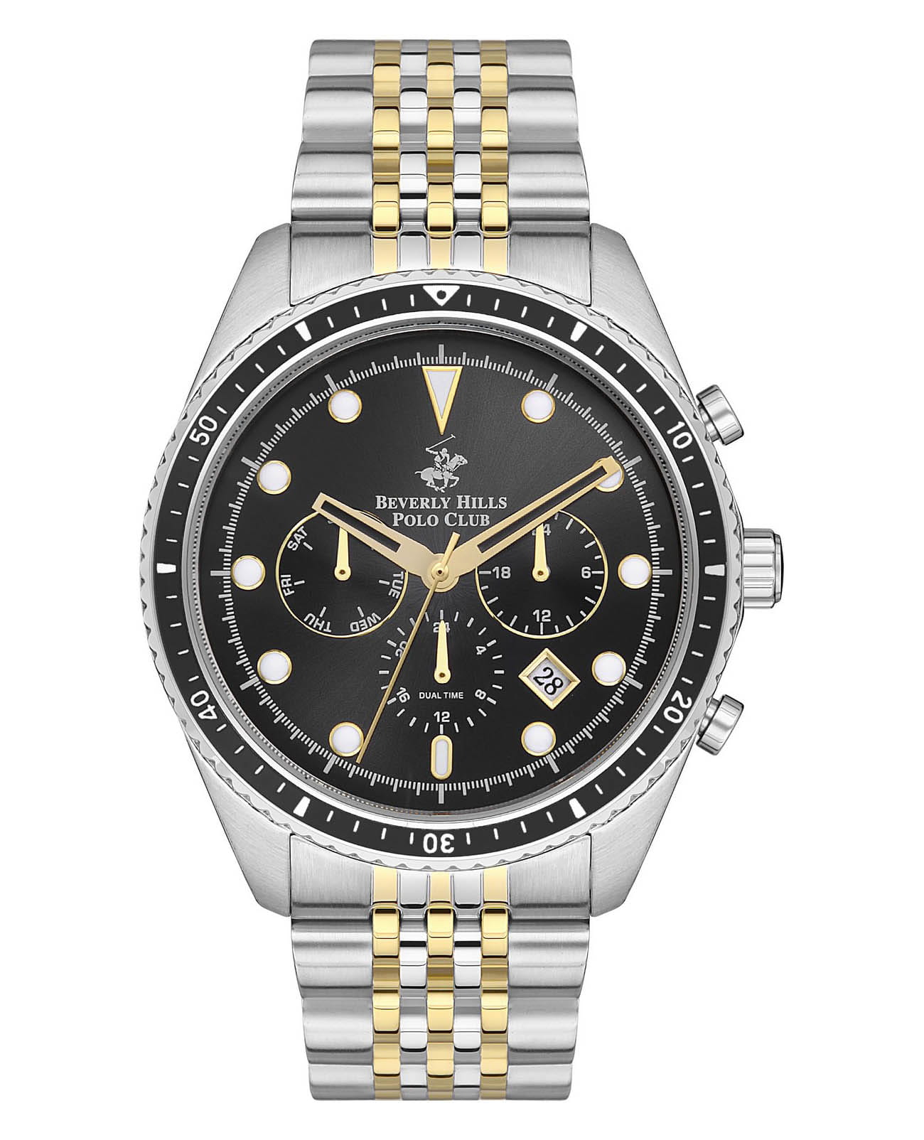 Beverly Hills Polo Club Beverly Hills Polo Club BP3354X.250  BP3354X.250 кварцевые мужские часы черный циферблат, браслет нержавеющая сталь с ip-покрытием — вид спереди
