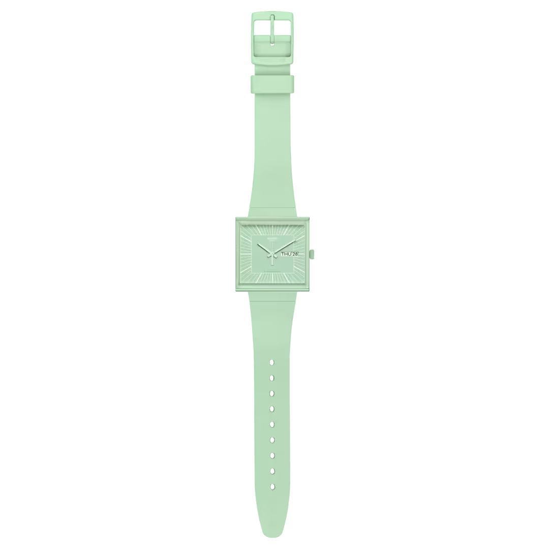 Swatch Swatch Square Bioceramic Standard SO34G701, bioceramic швейцария женские часы на браслете биоматериал боковой вид