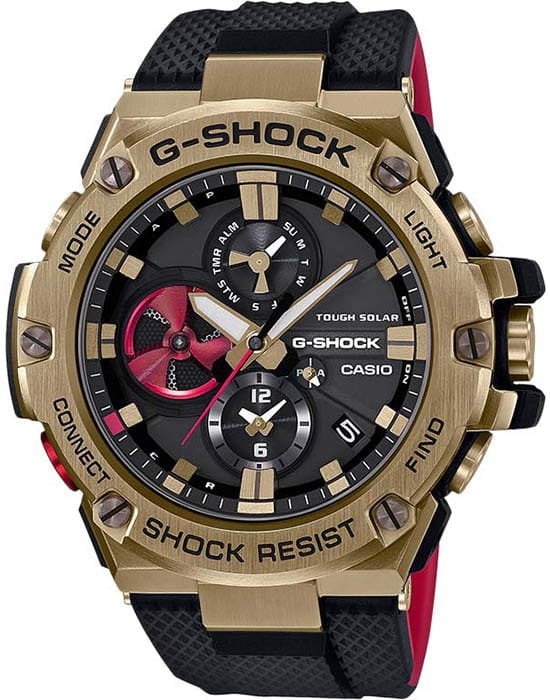 Casio Casio G-Shock GST-B100RH-1A лимитированной серии GST-B100RH-1AER электронные мужские часы черный циферблат, браслет пластик — вид спереди