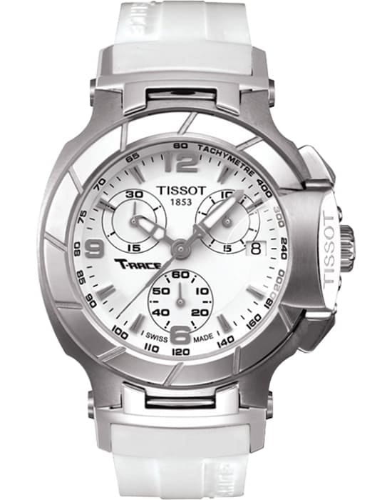 Tissot Tissot T-Sport T-Race Quartz Chronograph T048.217.17.017.00 T Race T0482171701700 кварцевые женские часы белый циферблат, браслет карбон + полимер — вид спереди