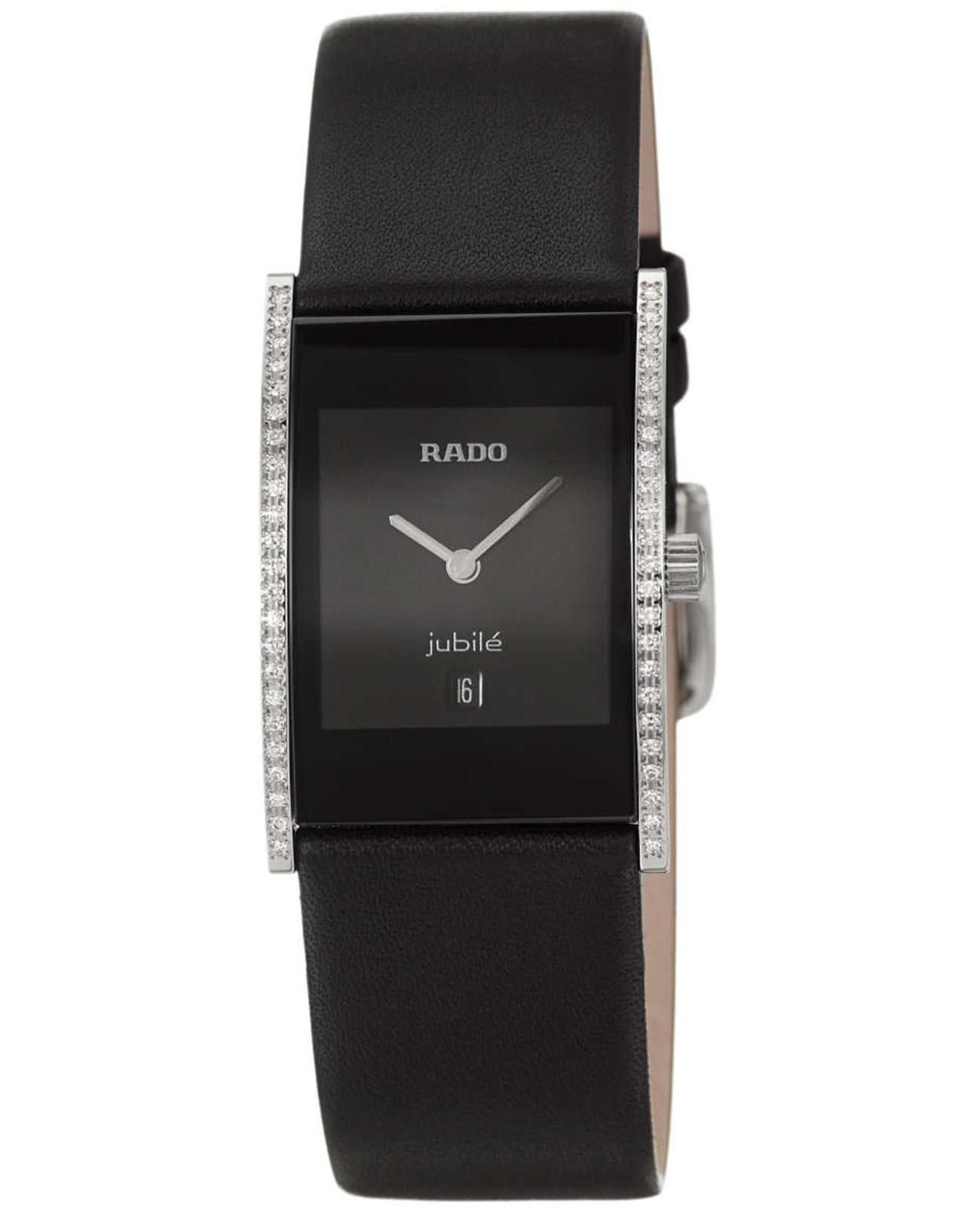 Rado Rado Integral R20758155  R20758155 кварцевые женские часы черный циферблат, браслет кожаный — вид спереди