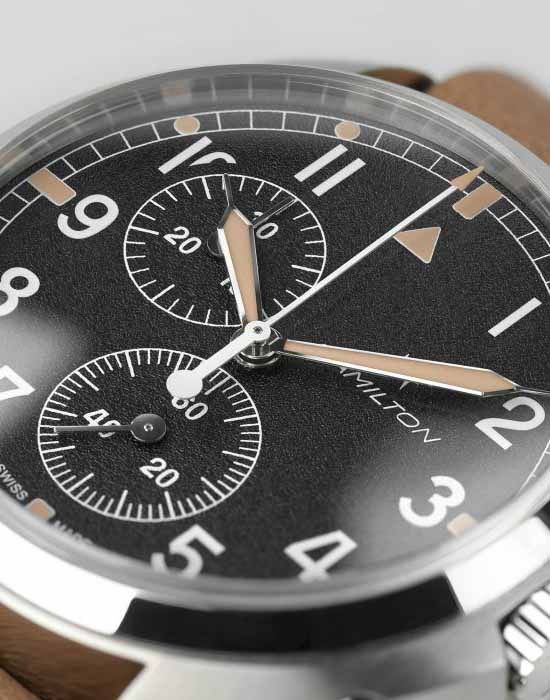 Оригинальные часы Hamilton Hamilton Khaki Aviation Pilot Pioneer Chrono H76522531 кварцевые калибр механизма g10.211 общий вид