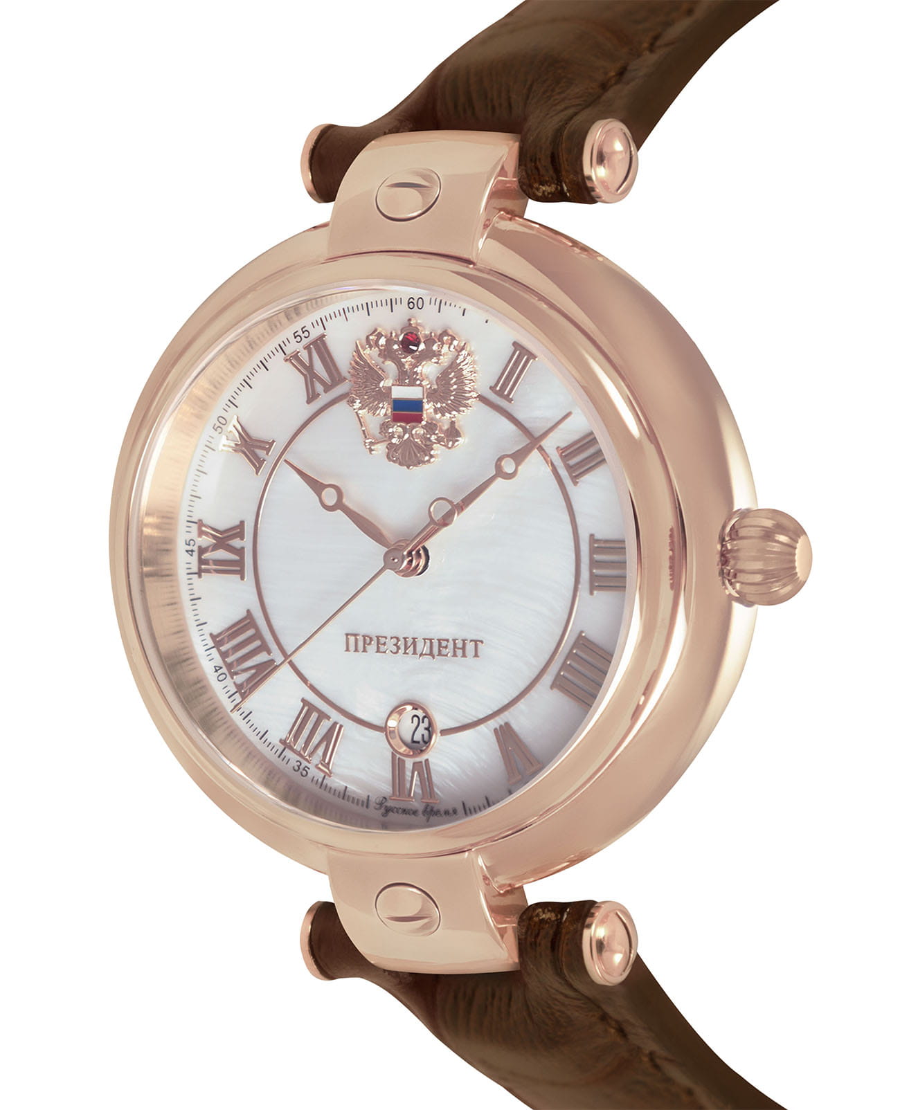 Президент Президент 4899209,  россия мужские часы на браслете кожаный боковой вид