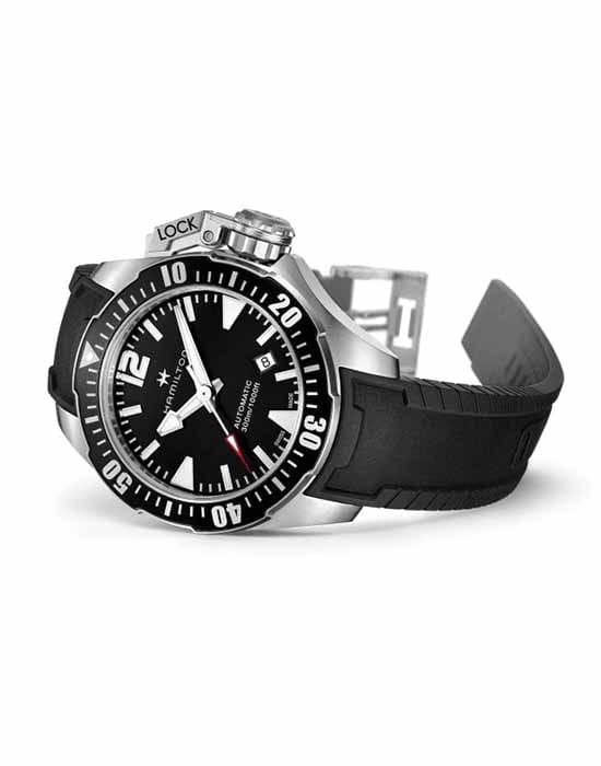 Hamilton Hamilton Khaki Navy Frogman H77605335 мужские часы черный циферблат на запястье