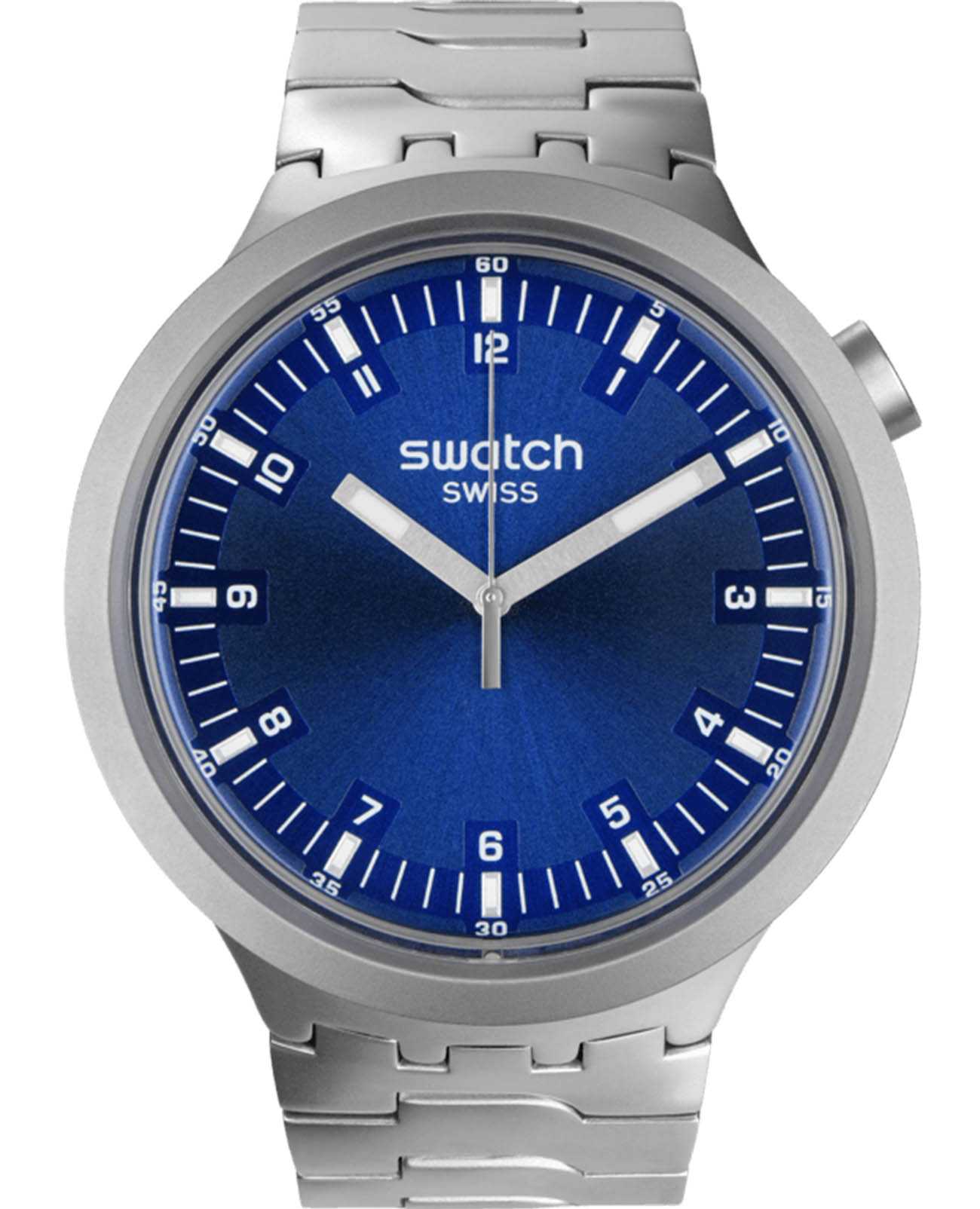 Swatch Swatch Big Bold Irony Standard SB07S102G  SB07S102G кварцевые мужские часы синий циферблат, браслет нержавеющая сталь — вид спереди