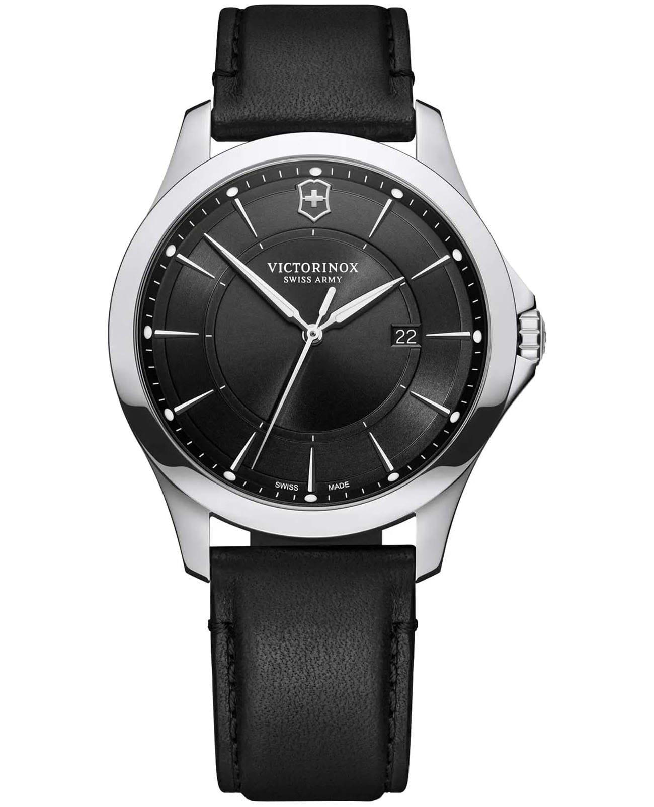 Victorinox Victorinox ALLIANCE 241904  241904 кварцевые мужские часы черный циферблат, браслет кожаный — вид спереди