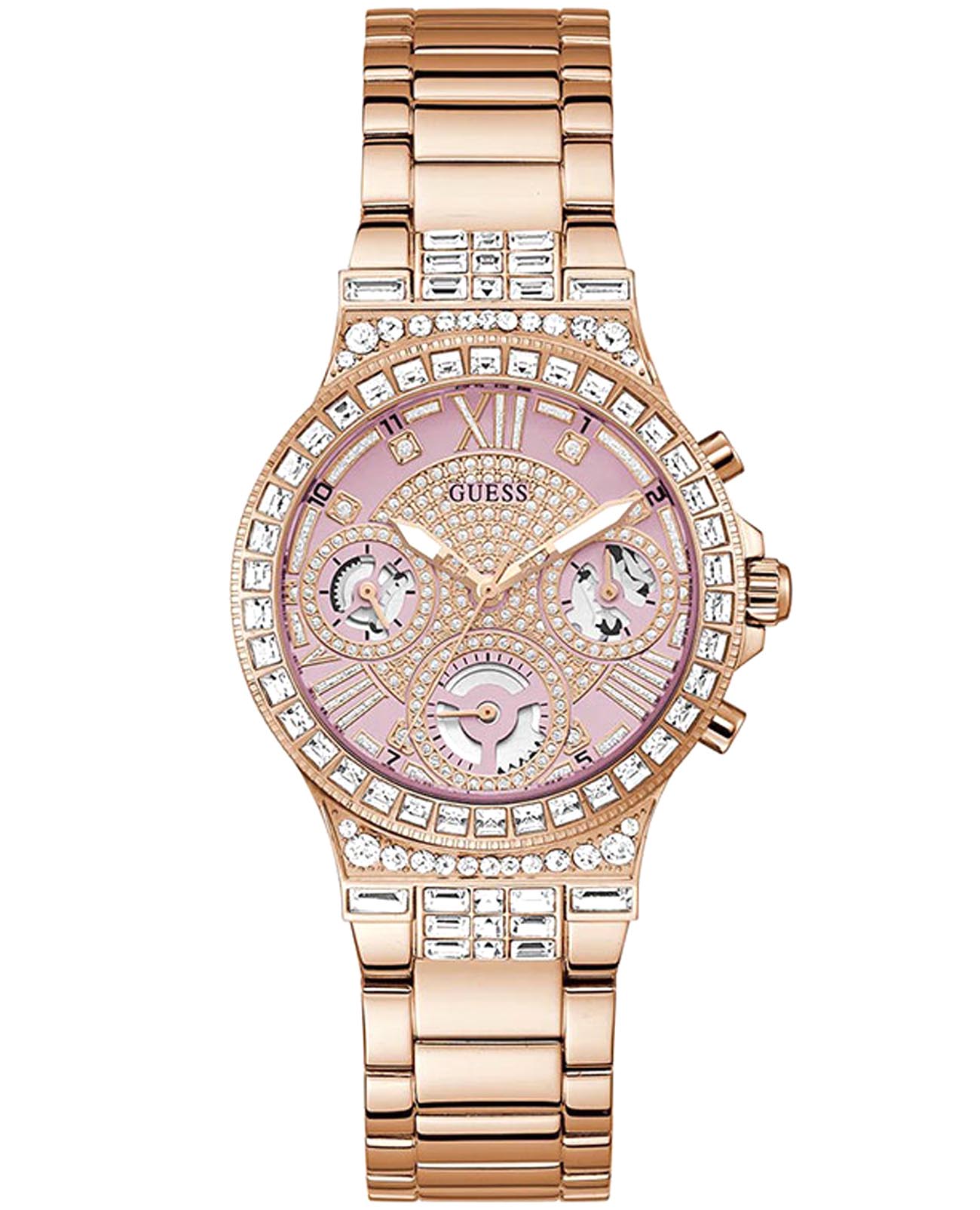 Guess Guess Glitz GW0320L6  GW0320L6 кварцевые женские часы розовый циферблат, браслет нержавеющая сталь с ip-покрытием — вид спереди