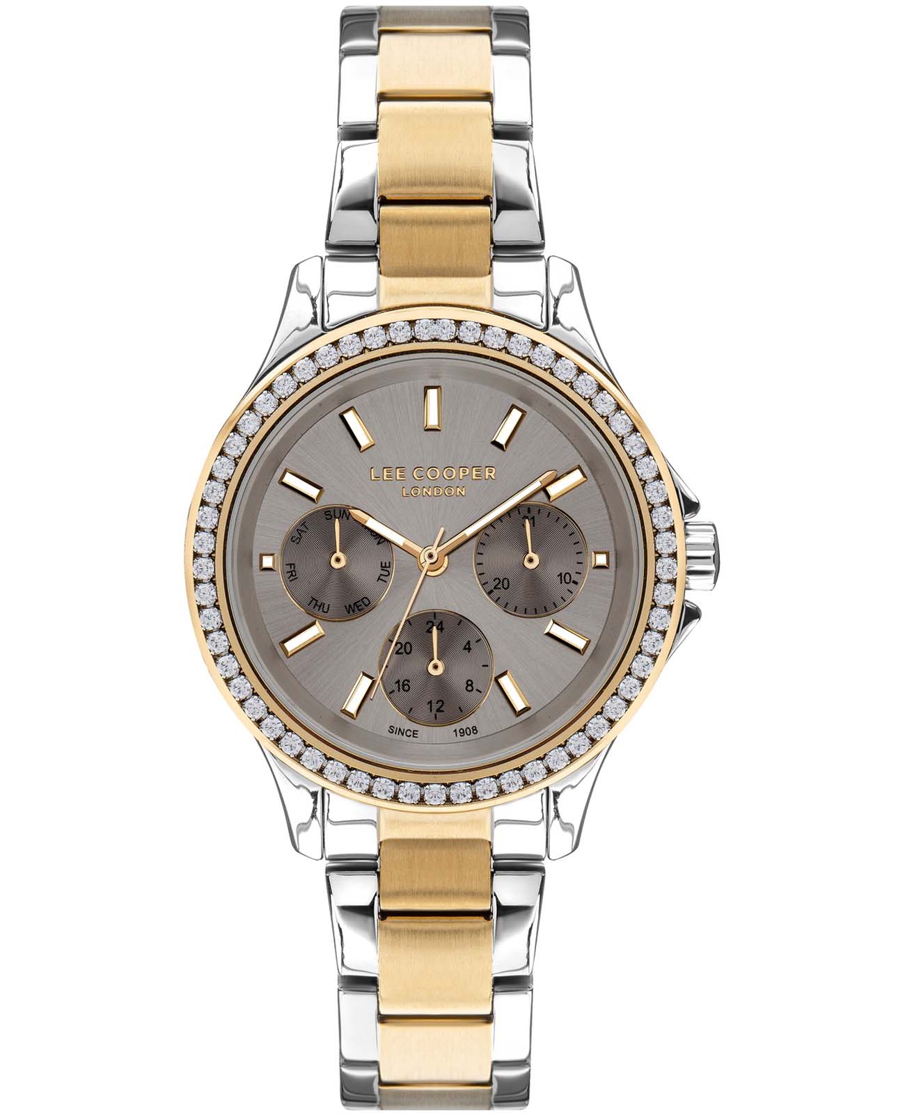 Lee Cooper Lee Cooper LC07512.260  LC07512.260 кварцевые женские часы серый циферблат, браслет нержавеющая сталь с ip-покрытием — вид спереди