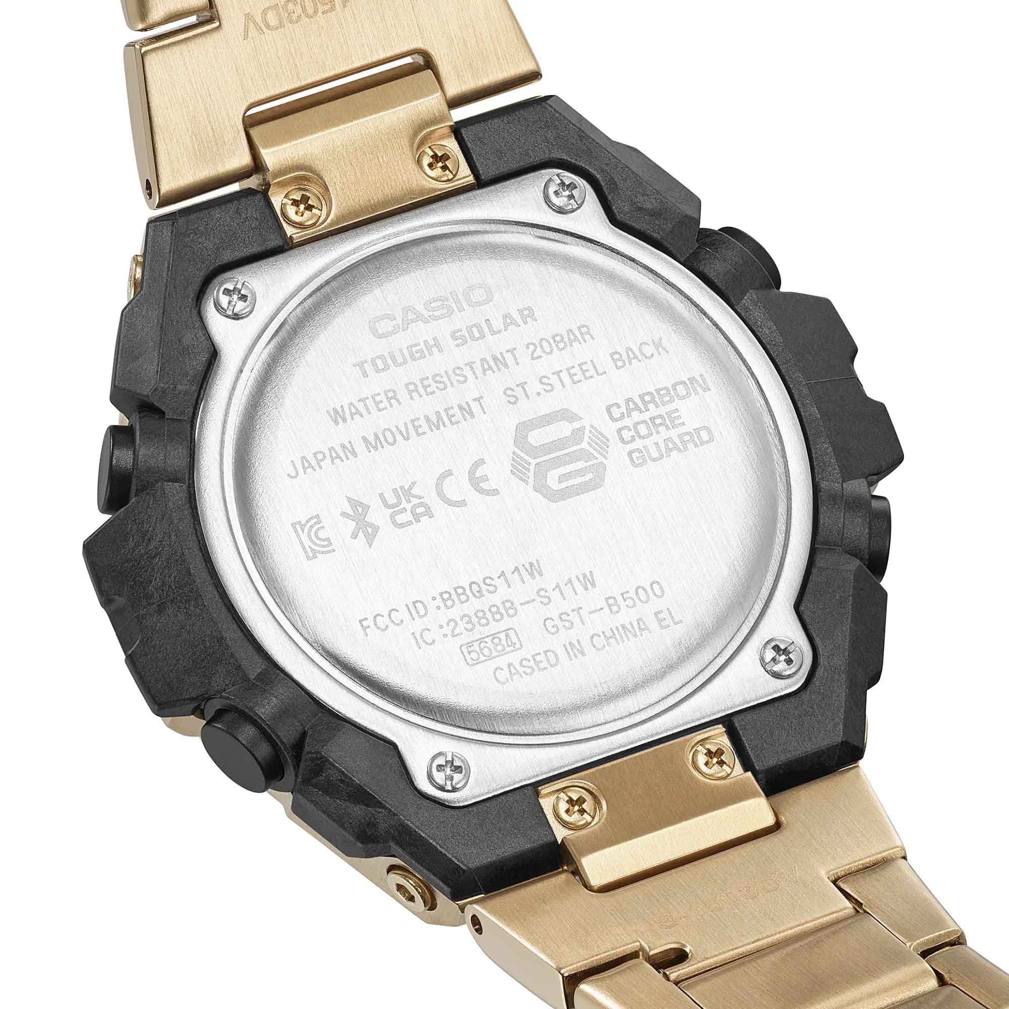 Casio Casio G-Shock GST-B500GD-9A, g-shock япония мужские часы на браслете сталь с ip покрытием боковой вид