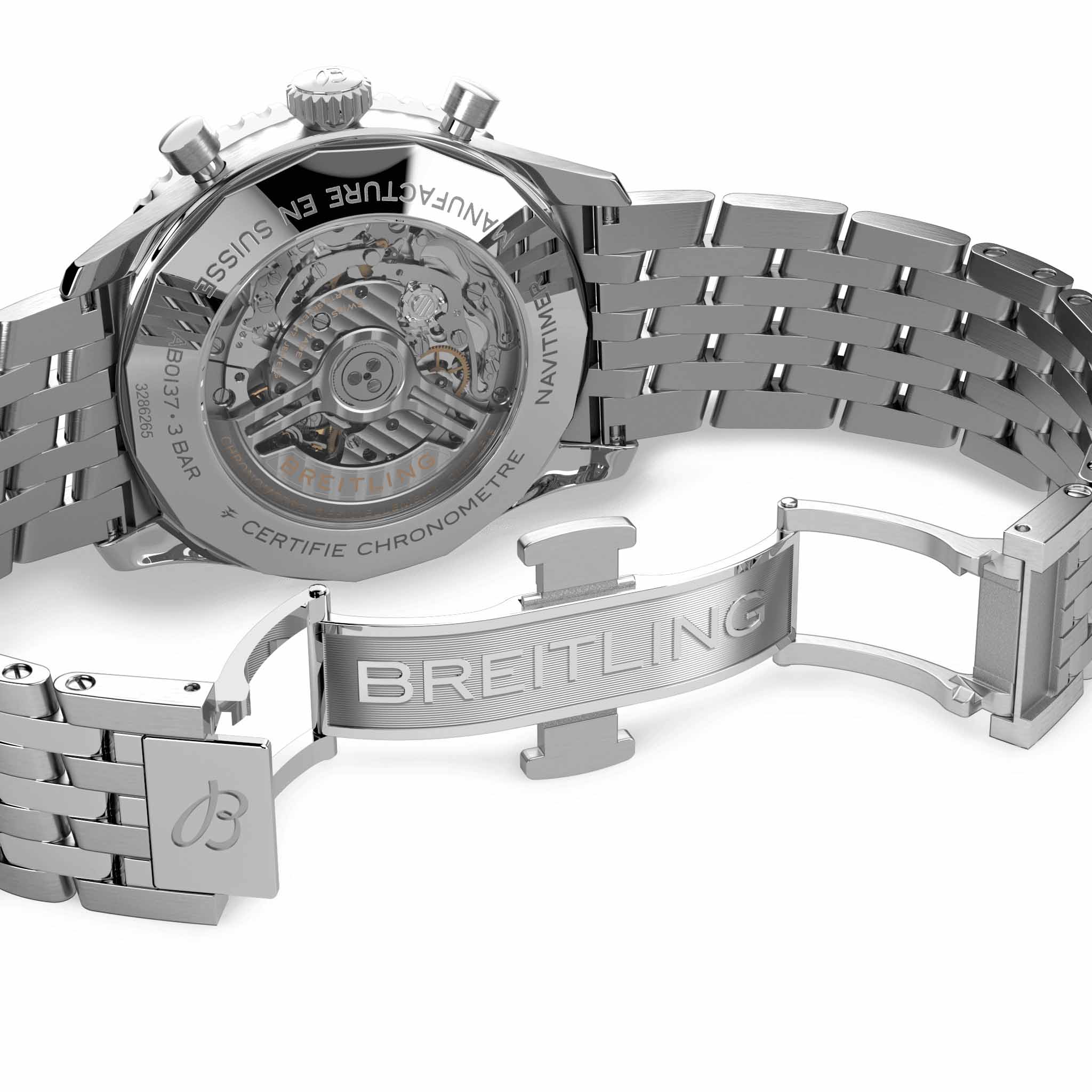 Breitling Breitling Navitimer B01 Chronograph 46 AB0137211B1A1, navitimer швейцария мужские часы на браслете нержавеющая сталь боковой вид