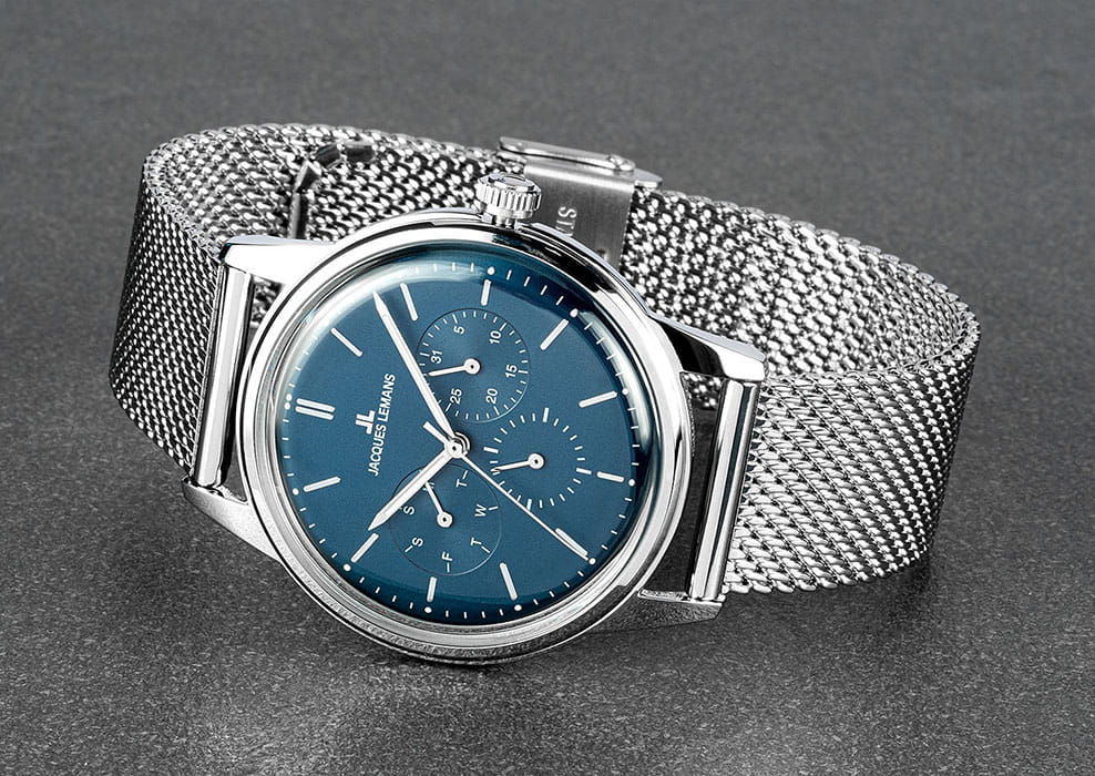 Jacques Lemans Jacques Lemans Retro Classic 1-2061H,  австрия мужские часы на браслете нержавеющая сталь боковой вид