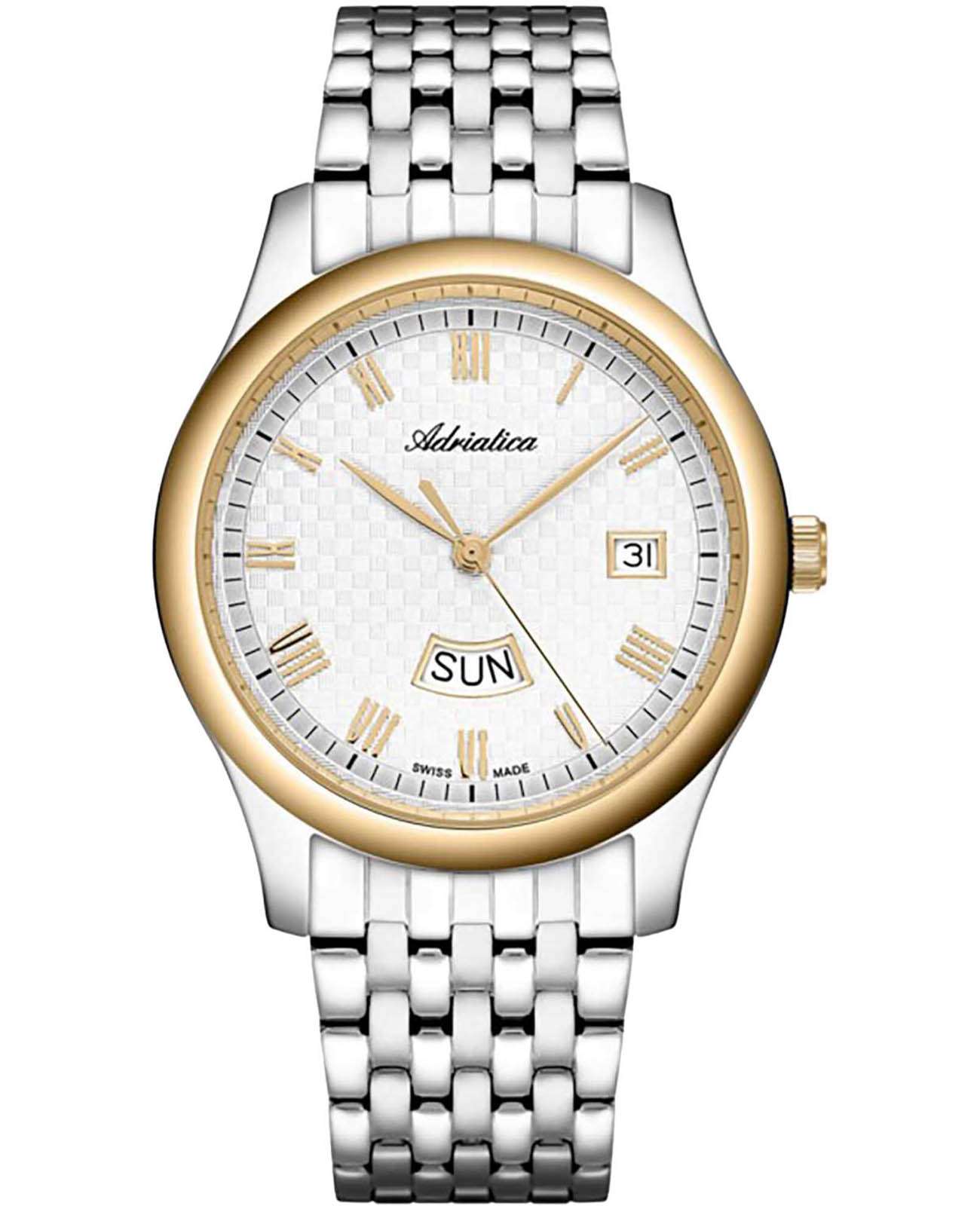 Adriatica Adriatica A1025.2163Q  A1025.2163Q кварцевые мужские часы белый циферблат, браслет нержавеющая сталь — вид спереди