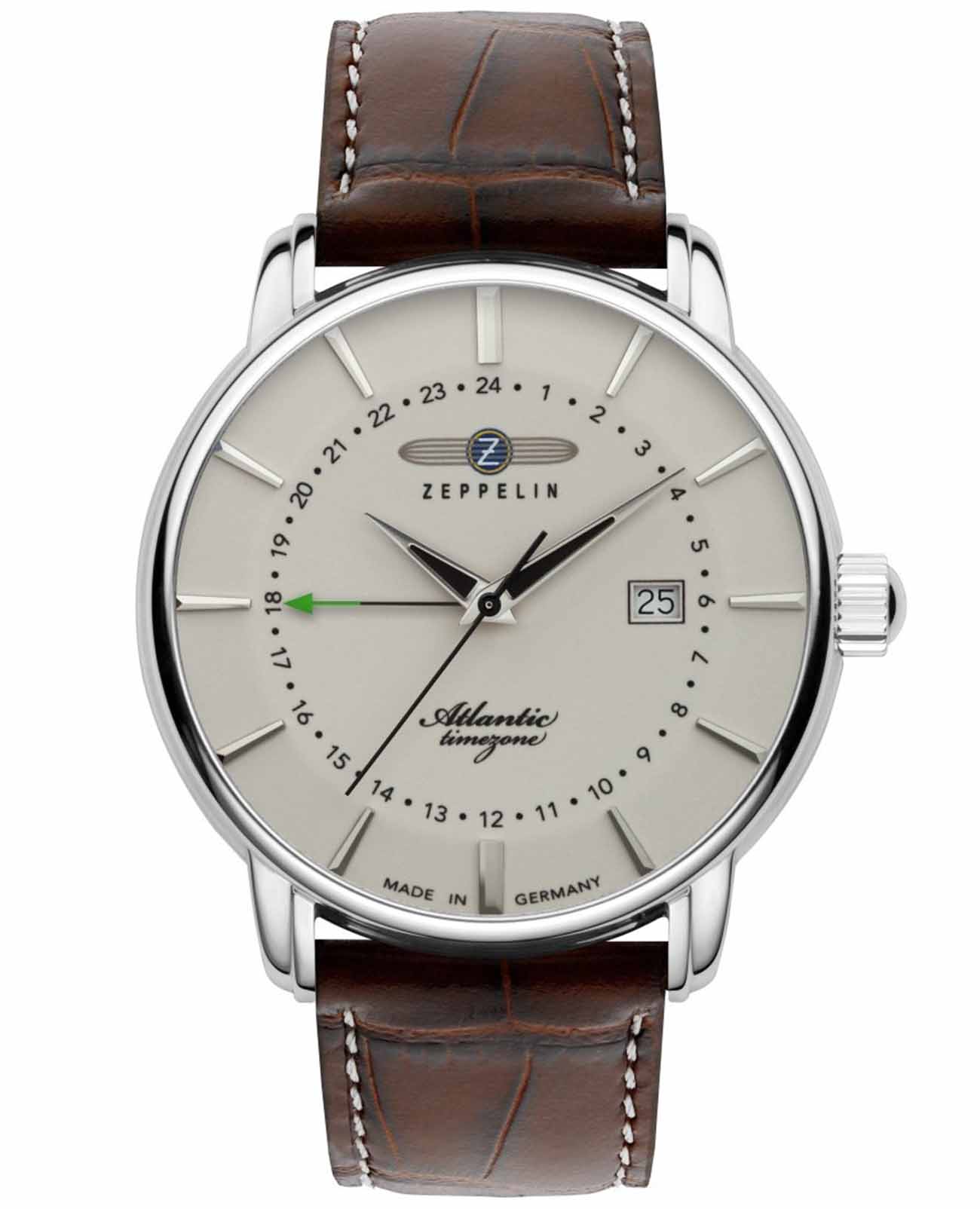 Zeppelin Zeppelin Atlantic 84425  84425 кварцевые мужские часы бежевый циферблат, браслет кожаный — вид спереди