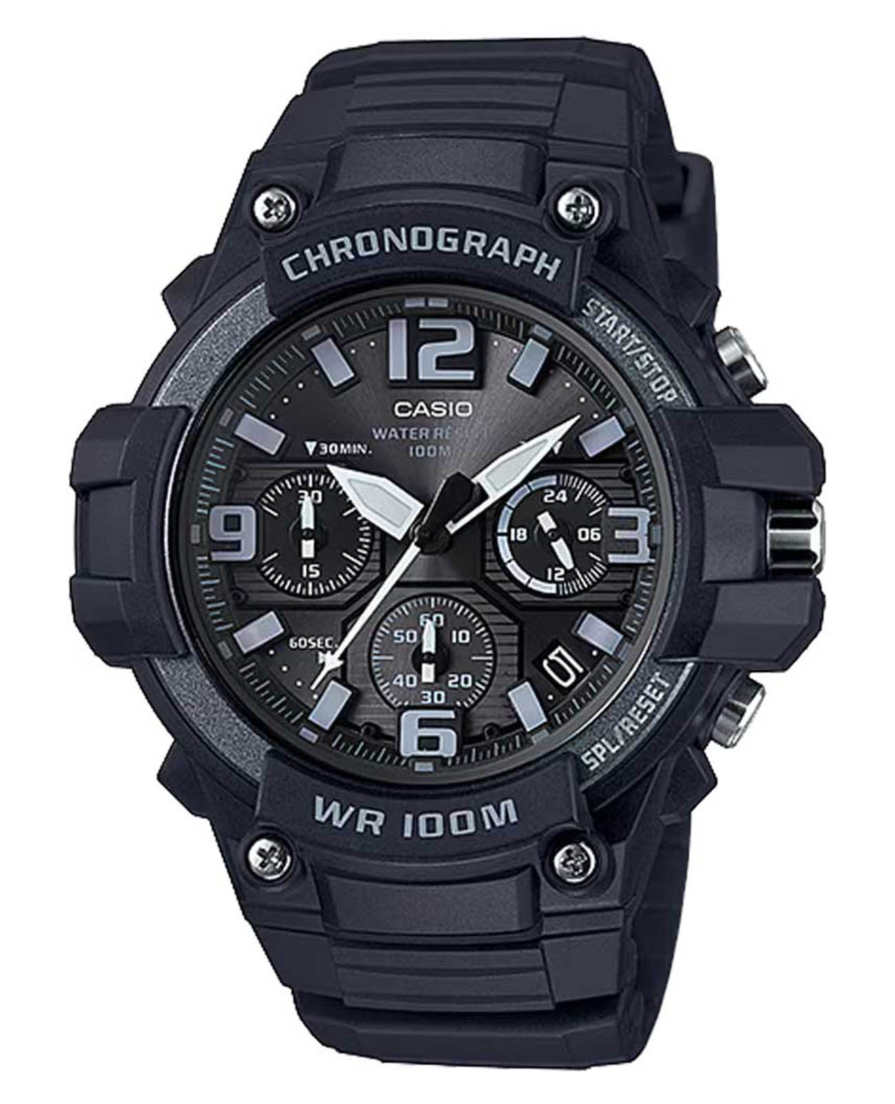 Casio Casio Collection MCW-100H-1A3VDF (MCW-100H-1A3)  MCW-100H-1A3 кварцевые мужские часы черный циферблат, браслет пластик — вид спереди