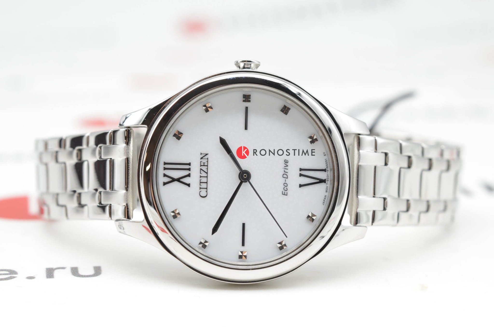 Оригинальные часы Citizen Citizen Eco-Drive EM0500-73A кварцевые калибр механизма citizen e031 общий вид