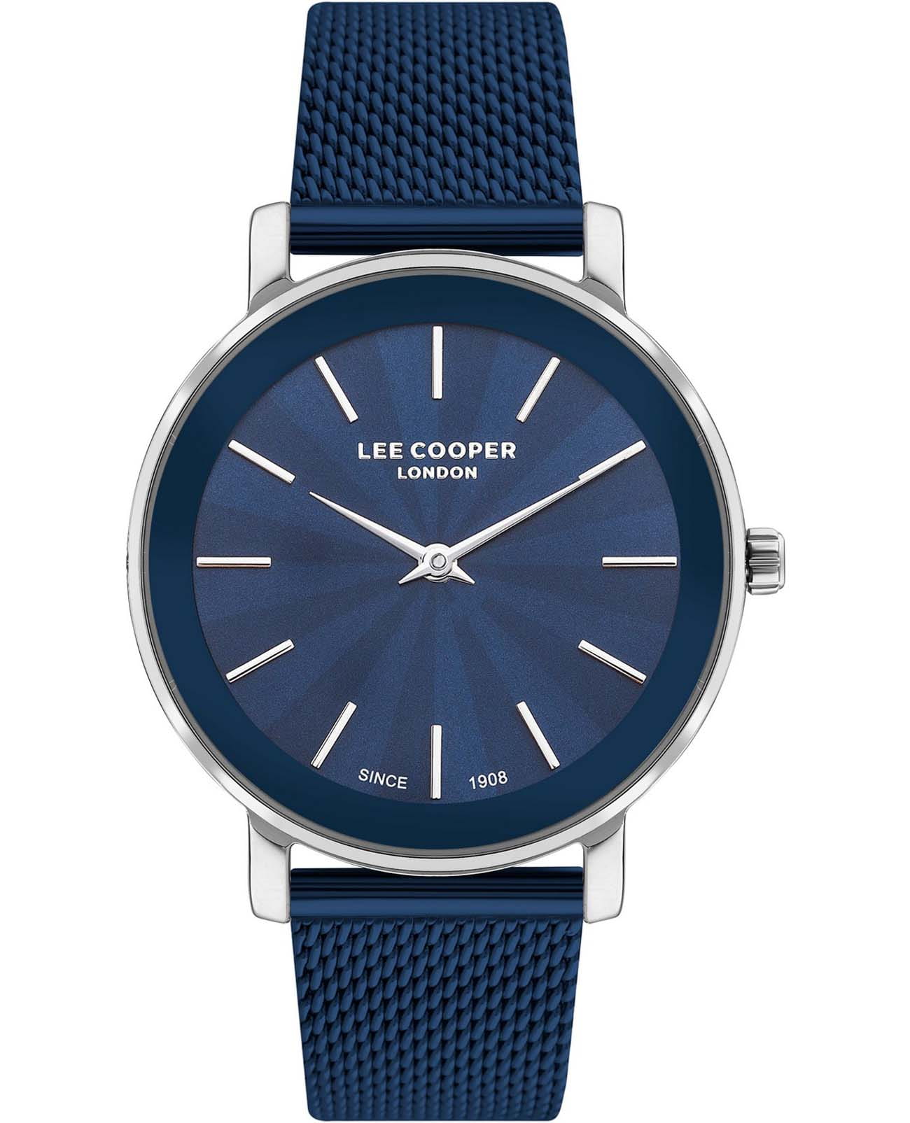 Lee Cooper Lee Cooper LC07687.390  LC07687.390 кварцевые женские часы синий циферблат, браслет нержавеющая сталь с ip-покрытием — вид спереди