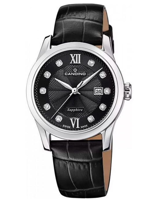 Candino Candino Elegance C4736/4  C4736/4 кварцевые женские часы черный циферблат, браслет кожаный — вид спереди