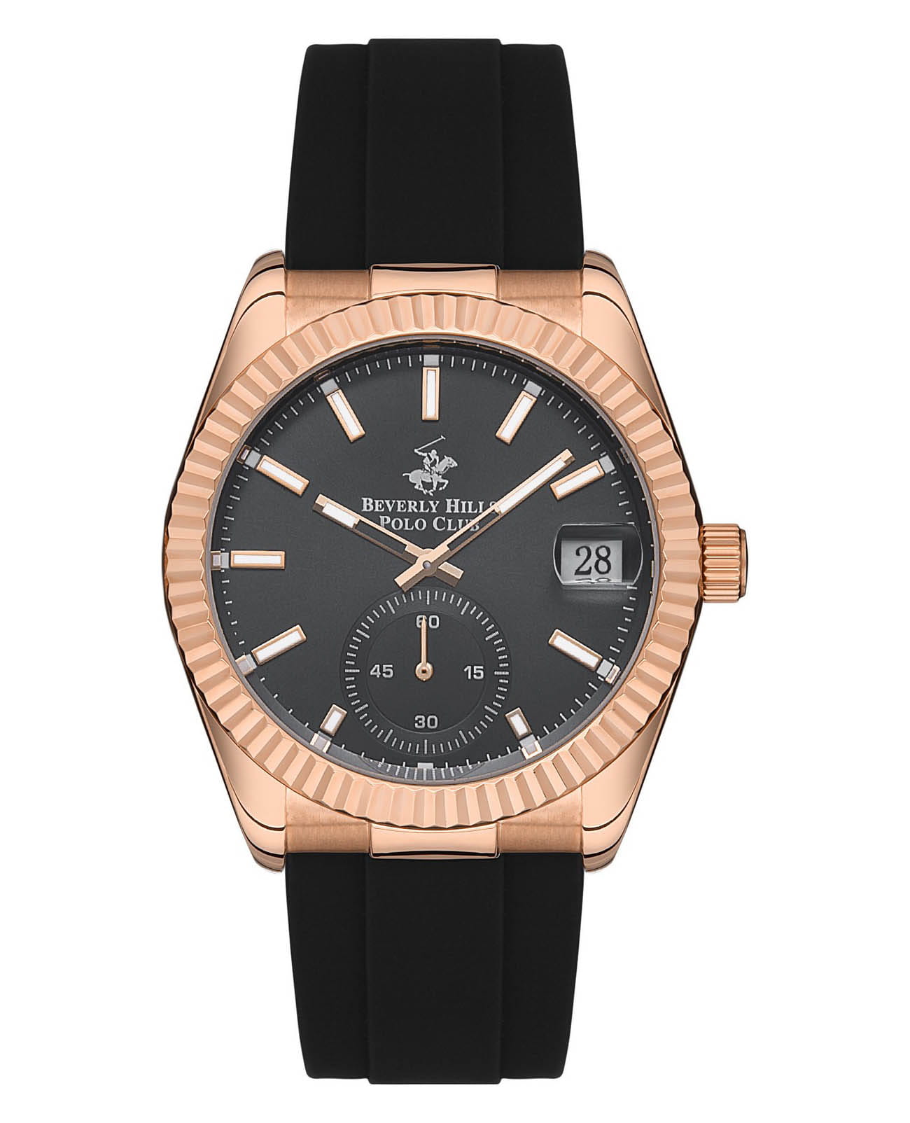 Beverly Hills Polo Club Beverly Hills Polo Club BP3325X.461  BP3325X.461 кварцевые мужские часы черный циферблат, браслет силикон — вид спереди