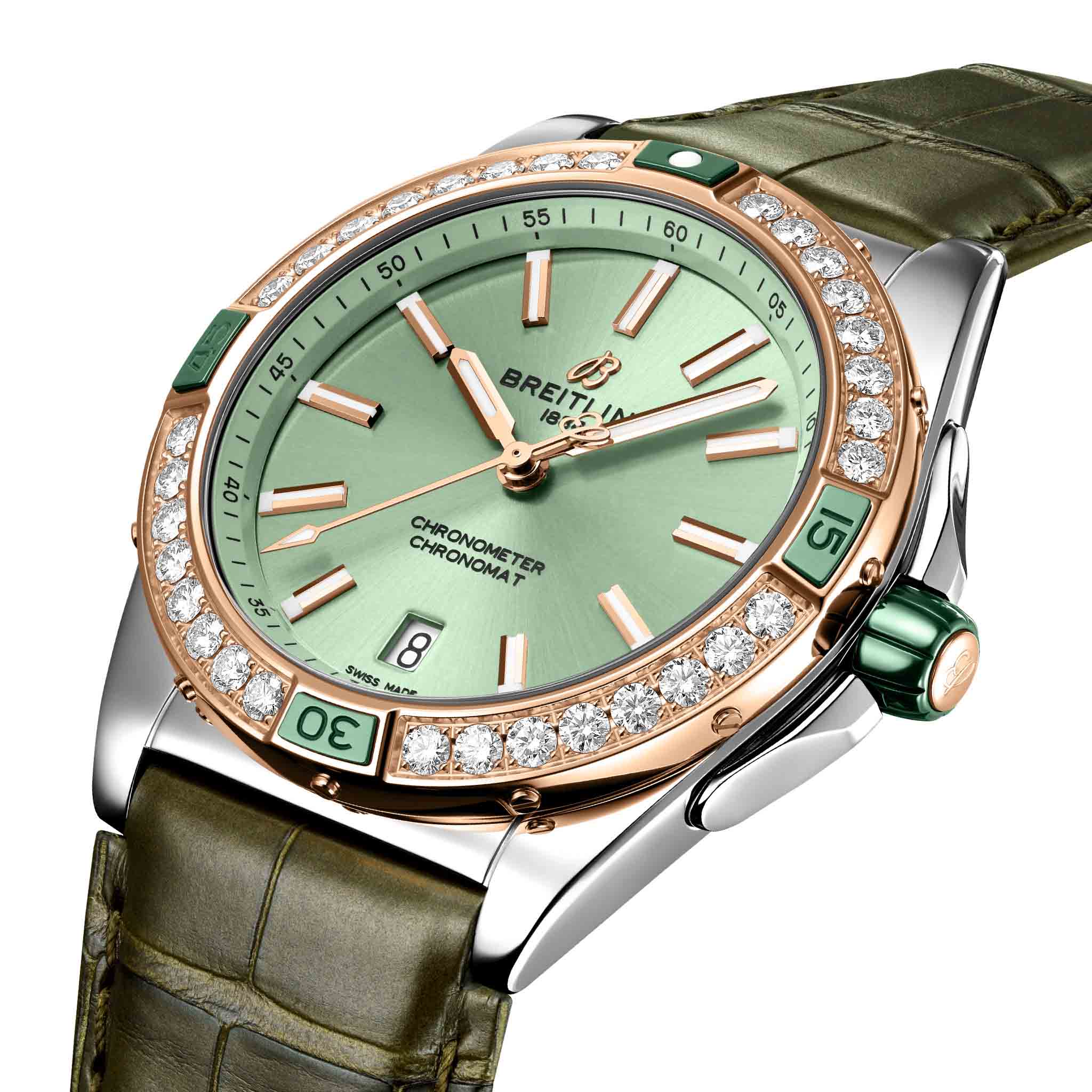 Breitling Breitling Super Chronomat Automatic 38 U17356531L1P1 женские часы зеленый циферблат на запястье