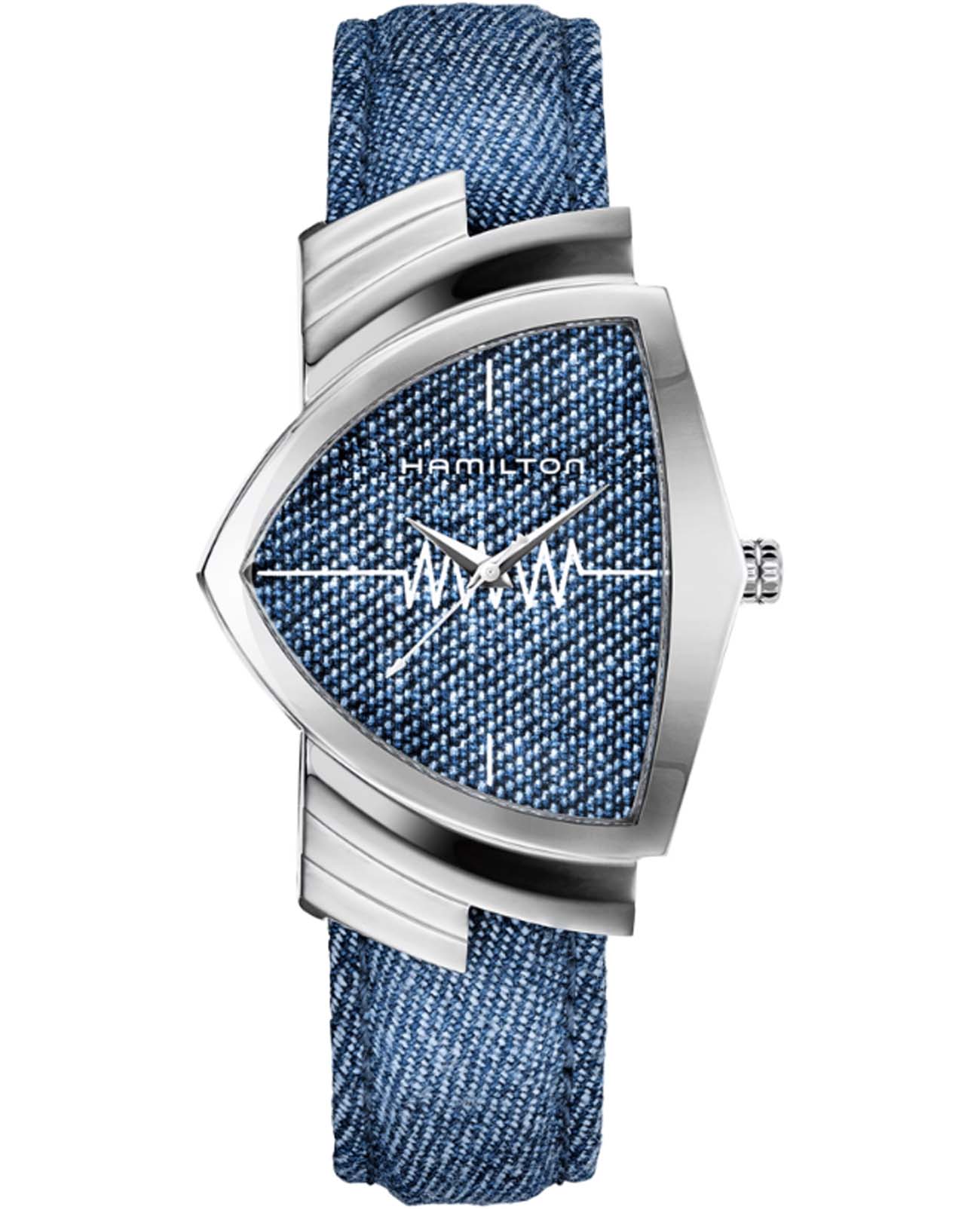 Hamilton Hamilton Ventura Quartz H24411941  H24411941 кварцевые мужские часы синий циферблат, браслет тканевый — вид спереди