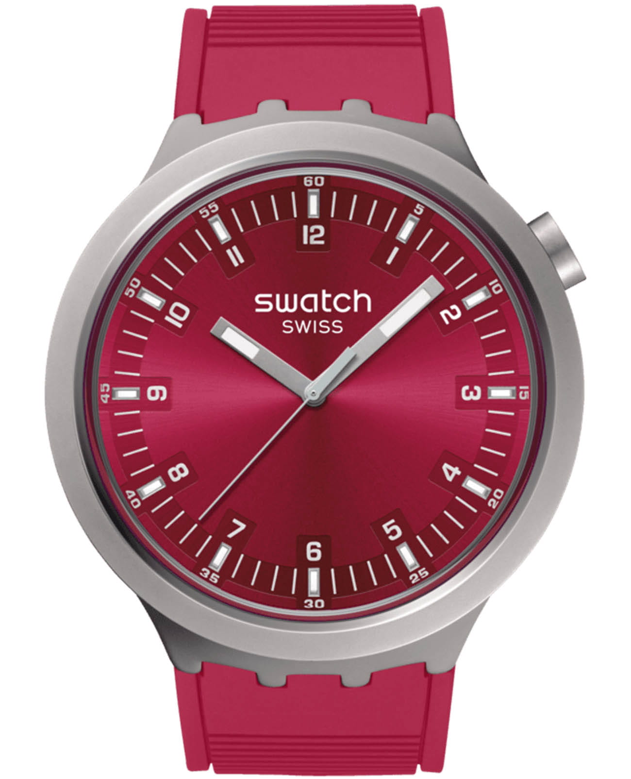 Swatch Swatch Big Bold Irony Standard SB07S104  SB07S104 кварцевые мужские часы красный циферблат, браслет резина — вид спереди