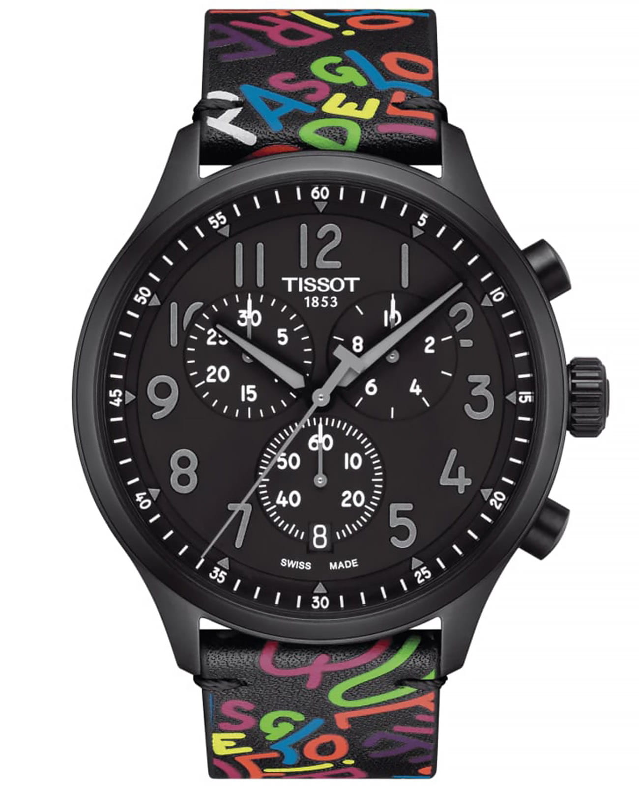 Tissot Tissot Chrono XL Special Editon Roglic T116.617.36.052.04 Chrono XL T1166173605204 кварцевые мужские часы черный циферблат, браслет кожаный — вид спереди