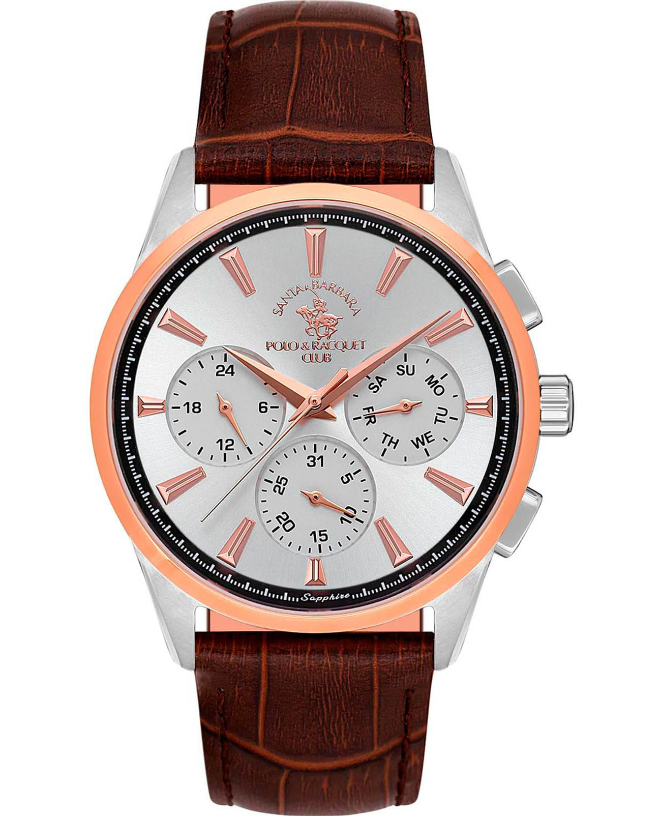 Santa Barbara Polo & Racquet Club Santa Barbara Polo & Racquet Club Noble SB.1.10543-2  SB.1.10543-2 кварцевые мужские часы белый циферблат, браслет кожаный — вид спереди