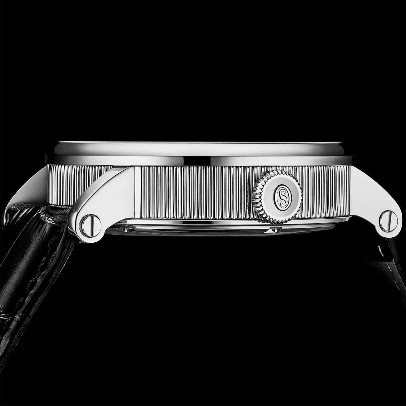 Stuhrling Stuhrling Majestic 1015.01,  сша мужские часы на браслете кожаный боковой вид