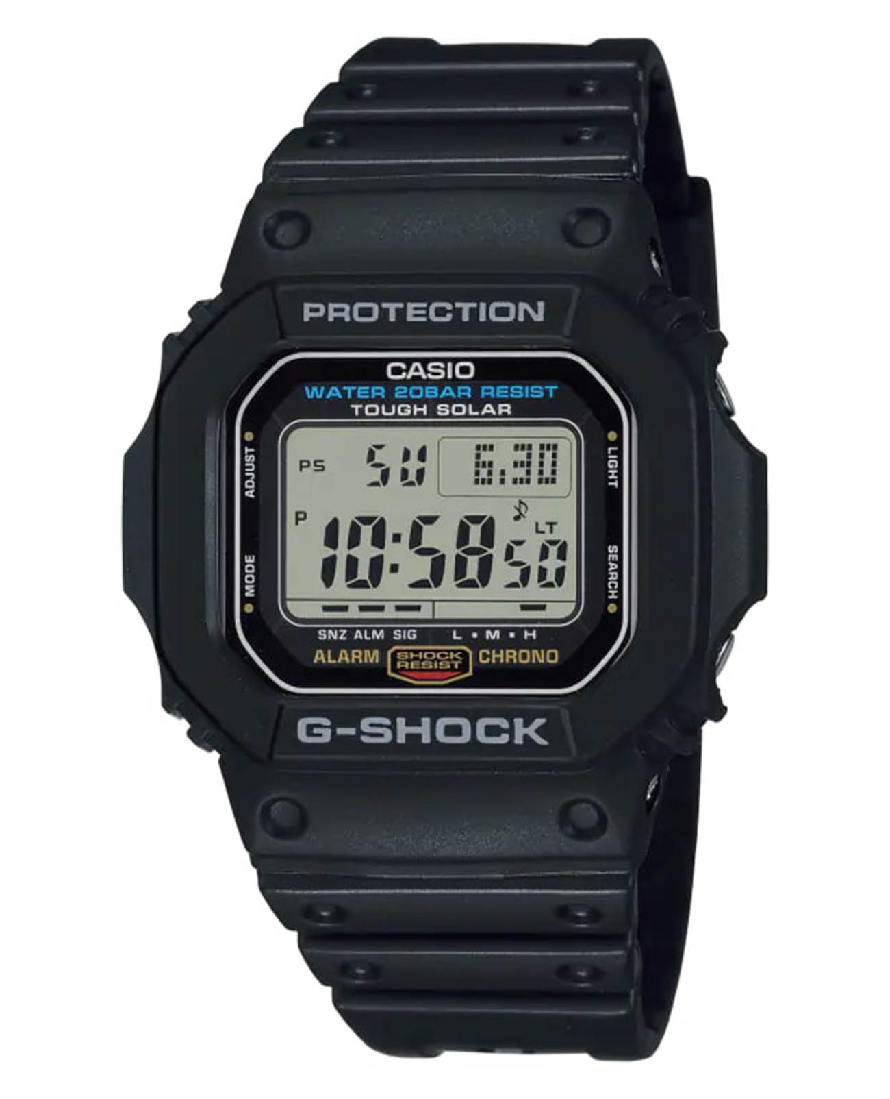 Casio Casio G-Shock G-5600UE-1DR (G-5600UE-1) G G-5600UE-1 электронные мужские часы черный циферблат, браслет пластик — вид спереди
