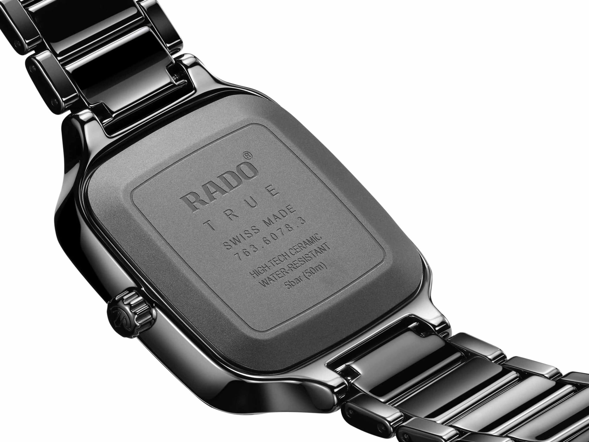 Rado Rado True Square Automatic R27078172, true square швейцария мужские часы на браслете титан + высокотехнологичная плазменная керамика боковой вид
