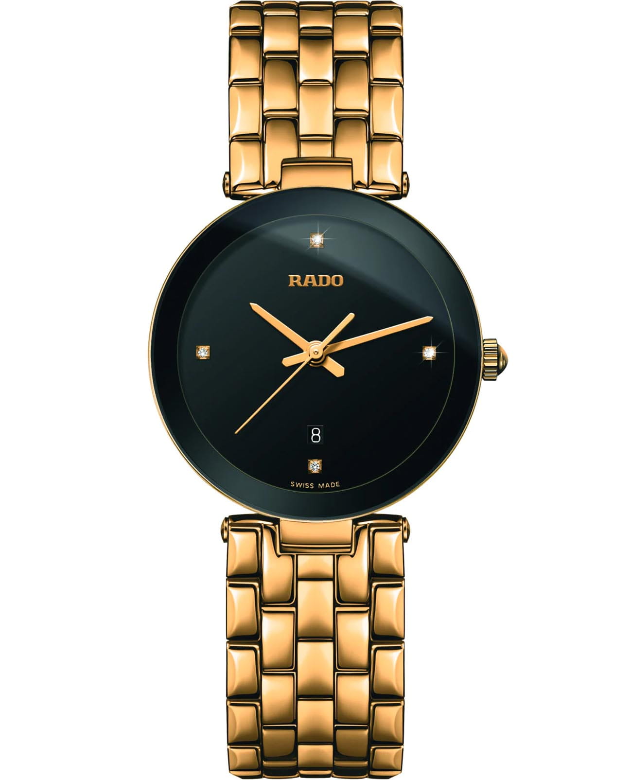 Rado Rado Florence R48871714  R48871714 кварцевые женские часы черный циферблат, браслет нержавеющая сталь с pvd-покрытием — вид спереди