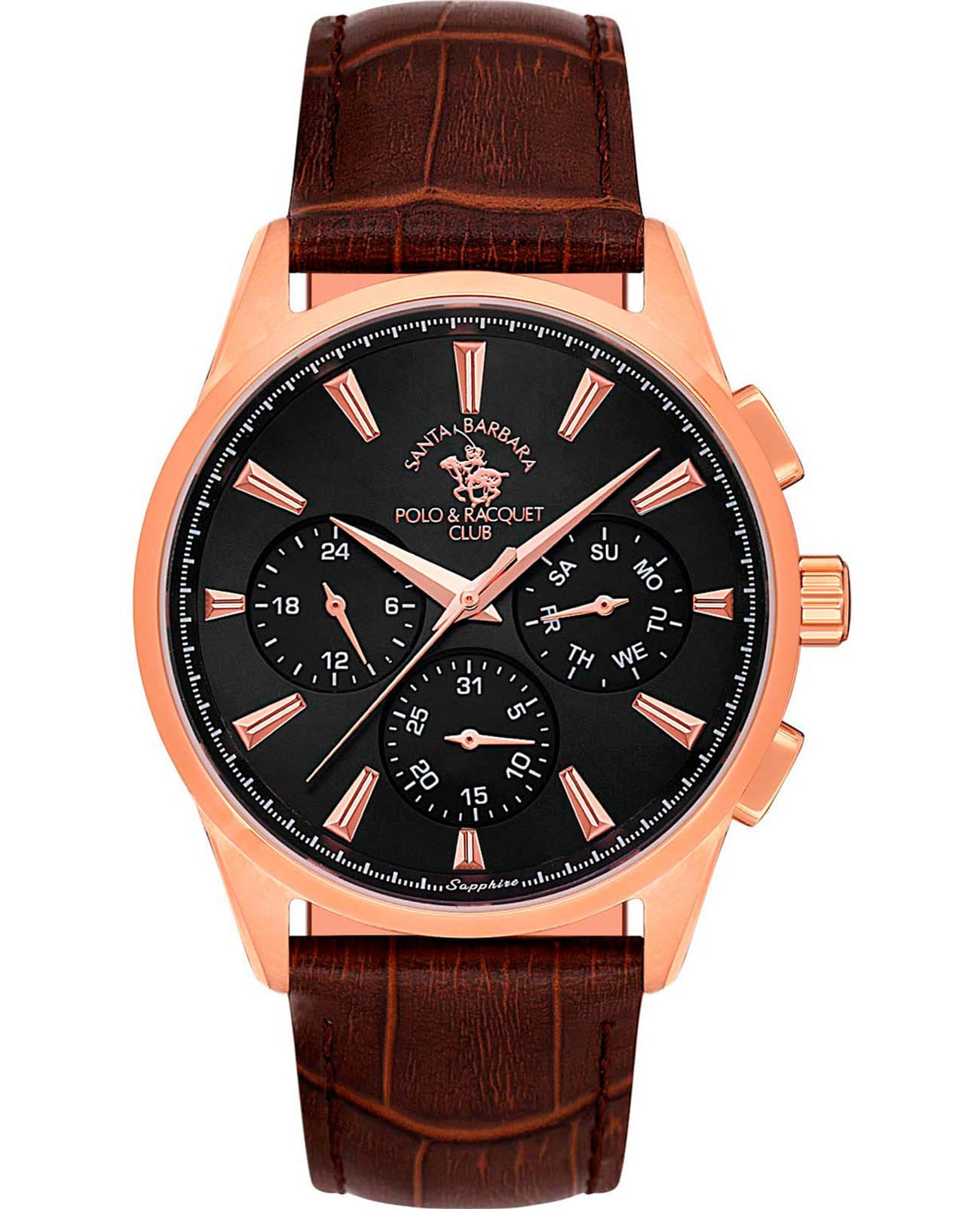 Santa Barbara Polo & Racquet Club Santa Barbara Polo & Racquet Club Noble SB.1.10543-5  SB.1.10543-5 кварцевые мужские часы черный циферблат, браслет кожаный — вид спереди