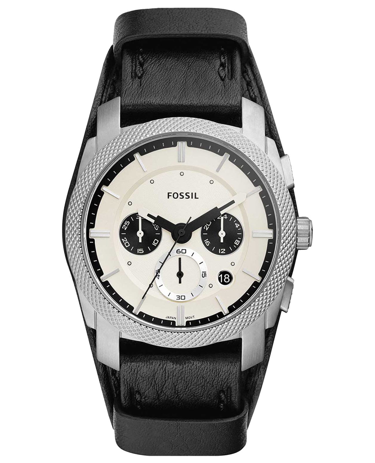 Fossil Fossil Bronson FS5921  FS5921 кварцевые мужские часы бежевый циферблат, браслет кожаный — вид спереди