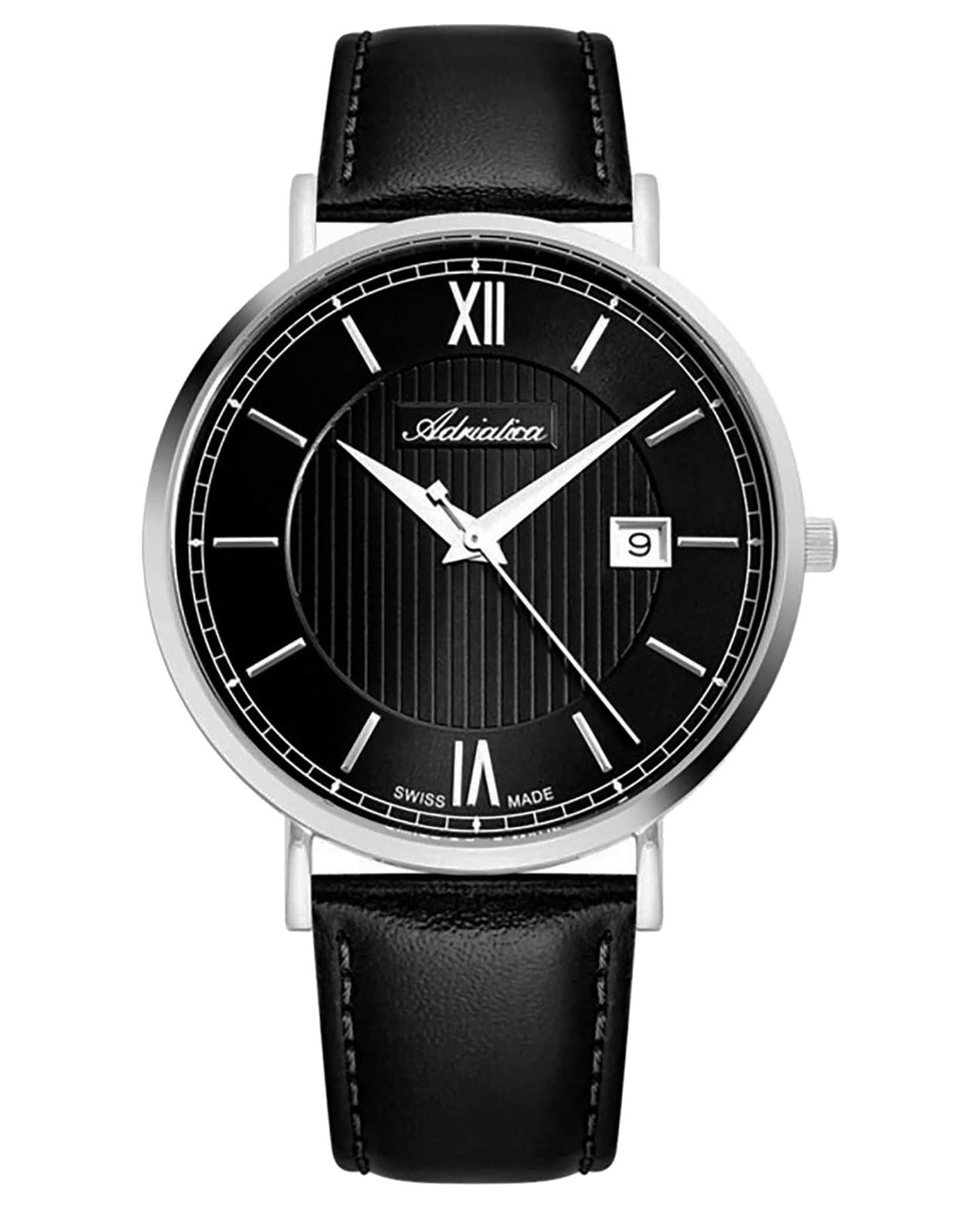 Adriatica Adriatica Pairs A1294.5264Q  A1294.5264Q кварцевые мужские часы черный циферблат, браслет кожаный — вид спереди