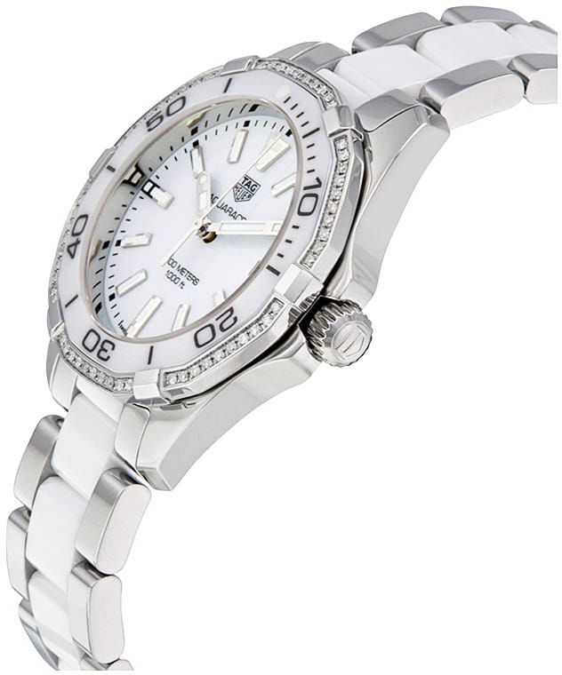 TAG Heuer TAG Heuer Aquaracer WAY131H.BA0914, aquaracer швейцария женские часы на браслете сталь + керамические вставки боковой вид